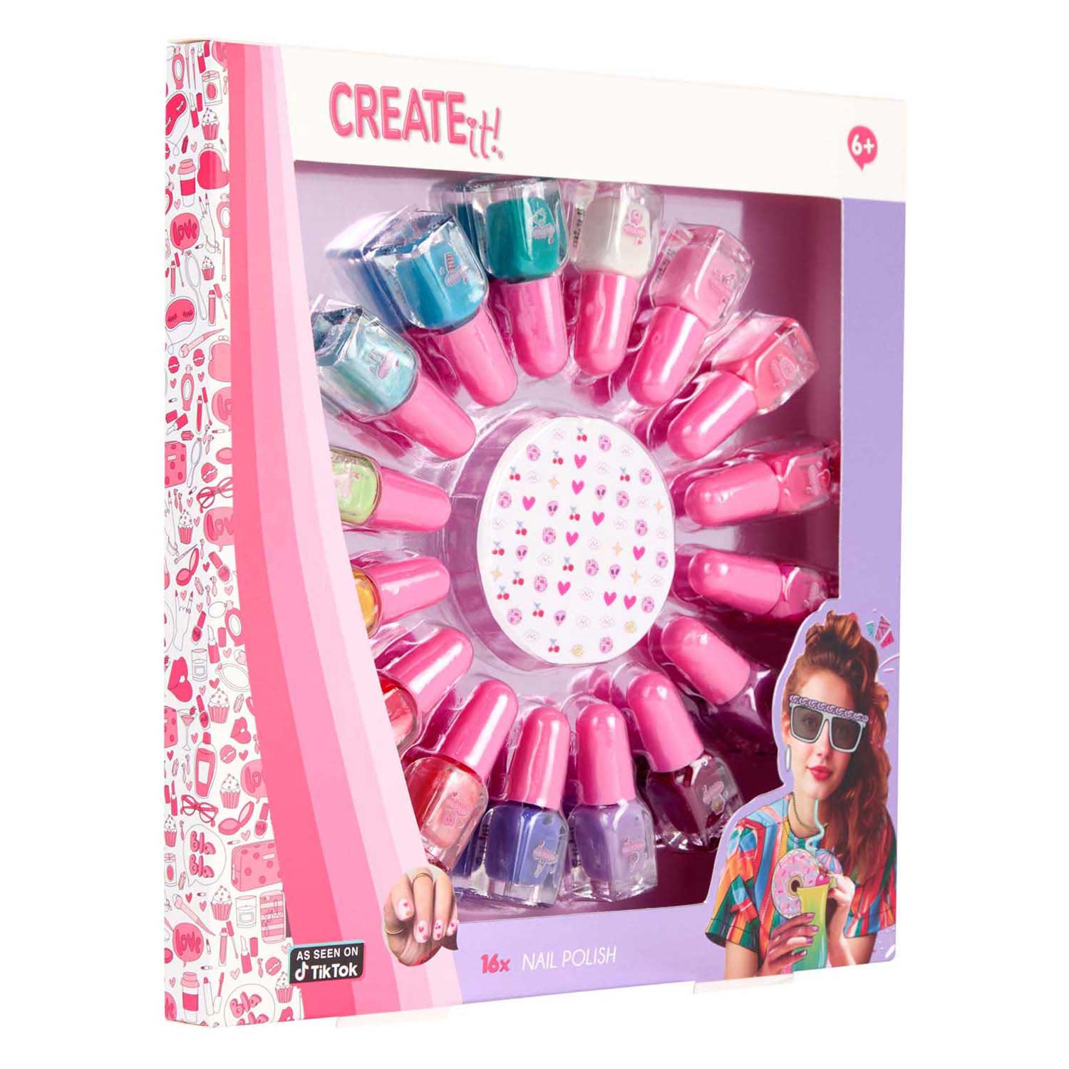 Create It! Set de vernis à ongles beauté avec roue, 16 pcs.