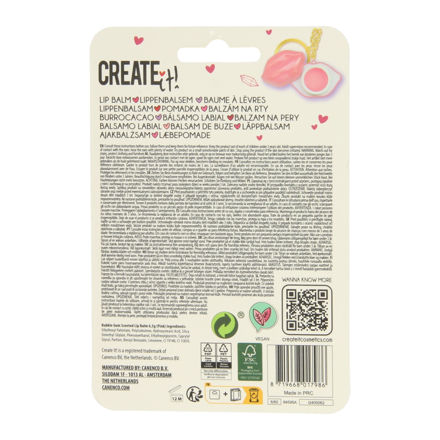 Create It! Porte-clés Baume à lèvres coeur