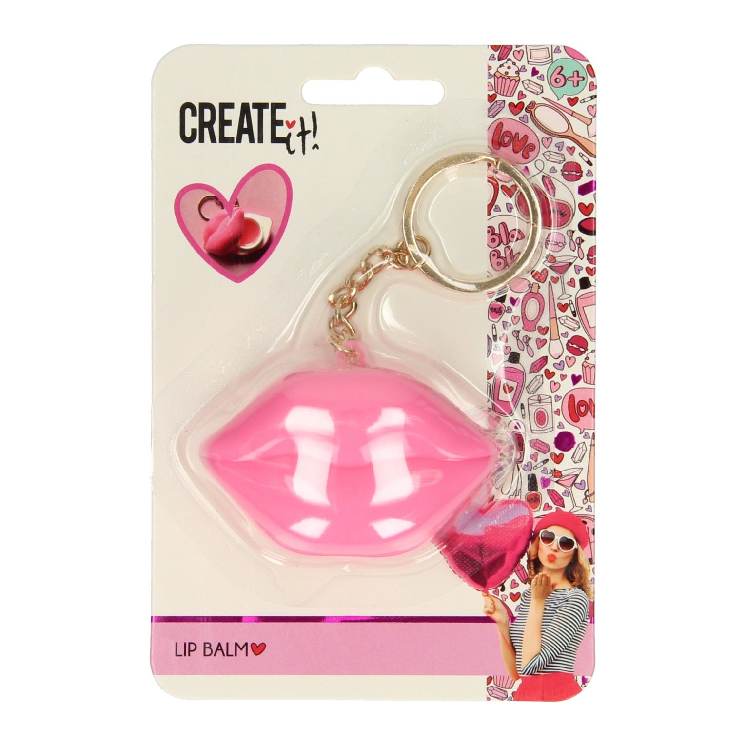 Create It! Porte-clés Baume à lèvres coeur