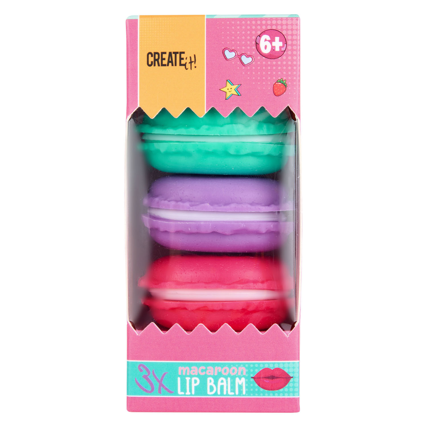 Create It! Candy Lippenbalsam-Macaron-Box, 3 Stück.