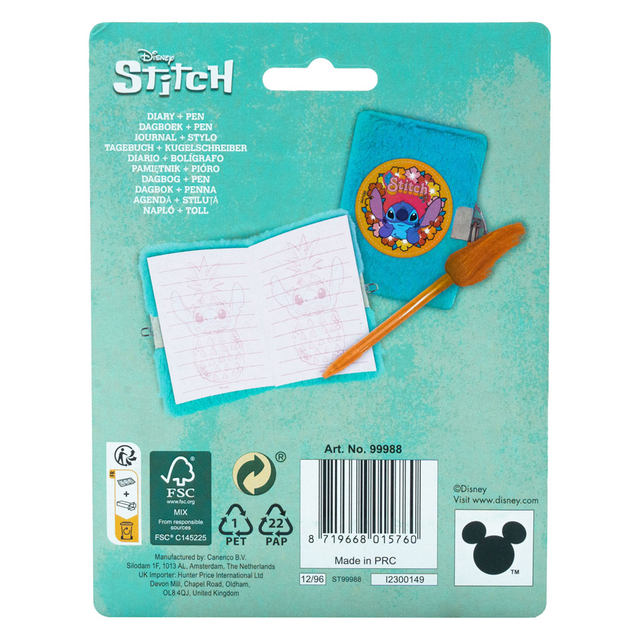 Stitch Pluche Dagboek met Fluffy Pen