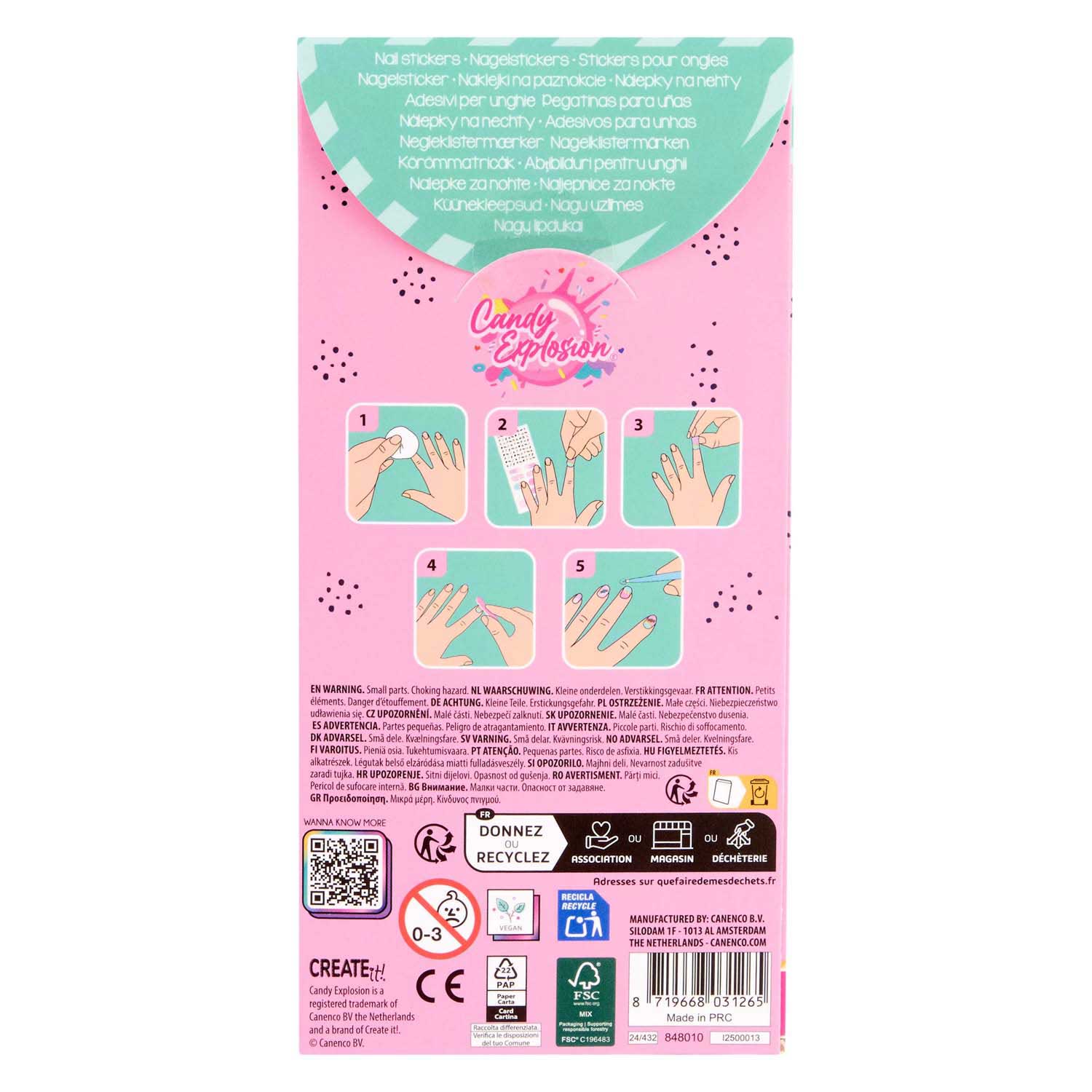 Create It! Coffret de création d'autocollants pour ongles Candy Explosion