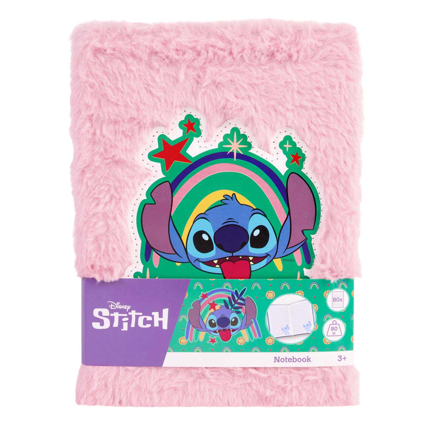 Carnet de notes en peluche Stitch rose