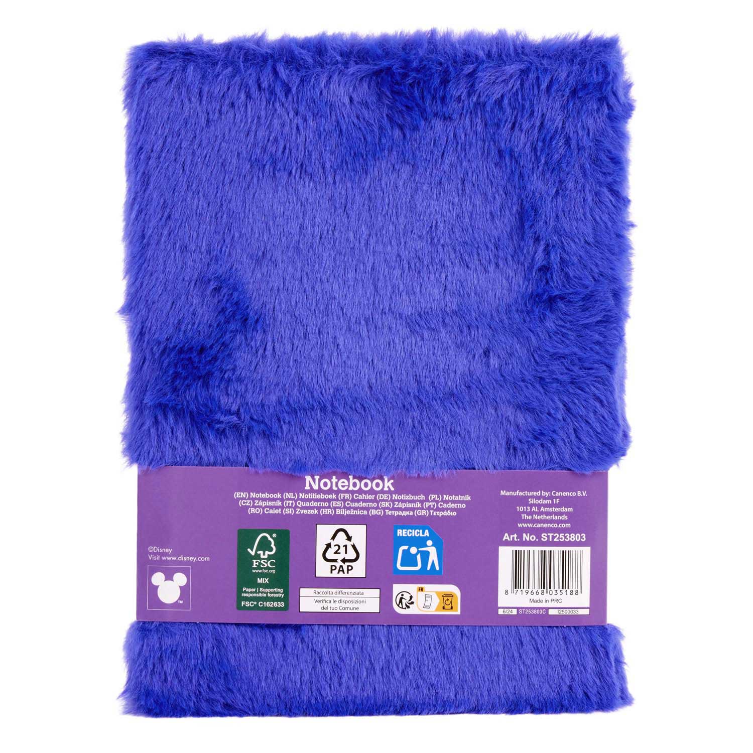 Carnet de notes en peluche Stitch bleu foncé