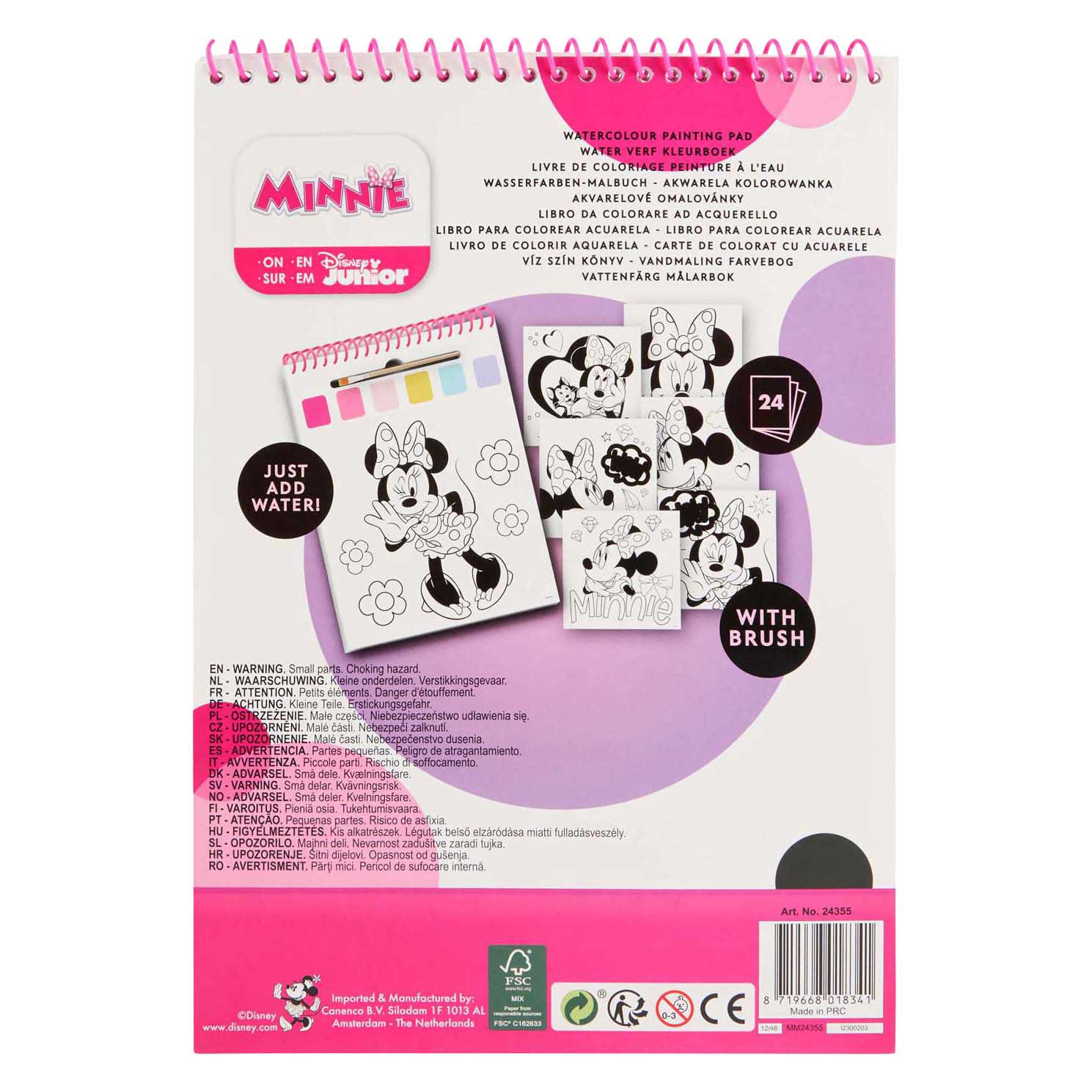 Coffret de peinture aquarelle Minnie Mouse , avec pinceau