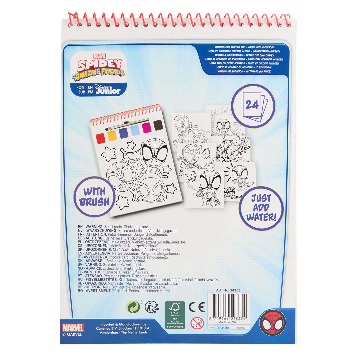 Coffret de peinture à l'eau Spidey (livre) - pinceau inclus