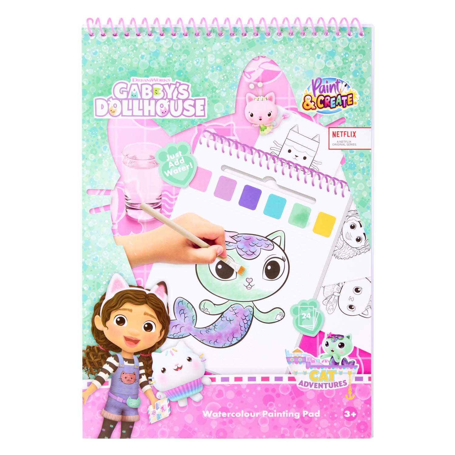Coffret de peinture aquarelle Gabby's Dollhouse (livre) - pinceau inclus