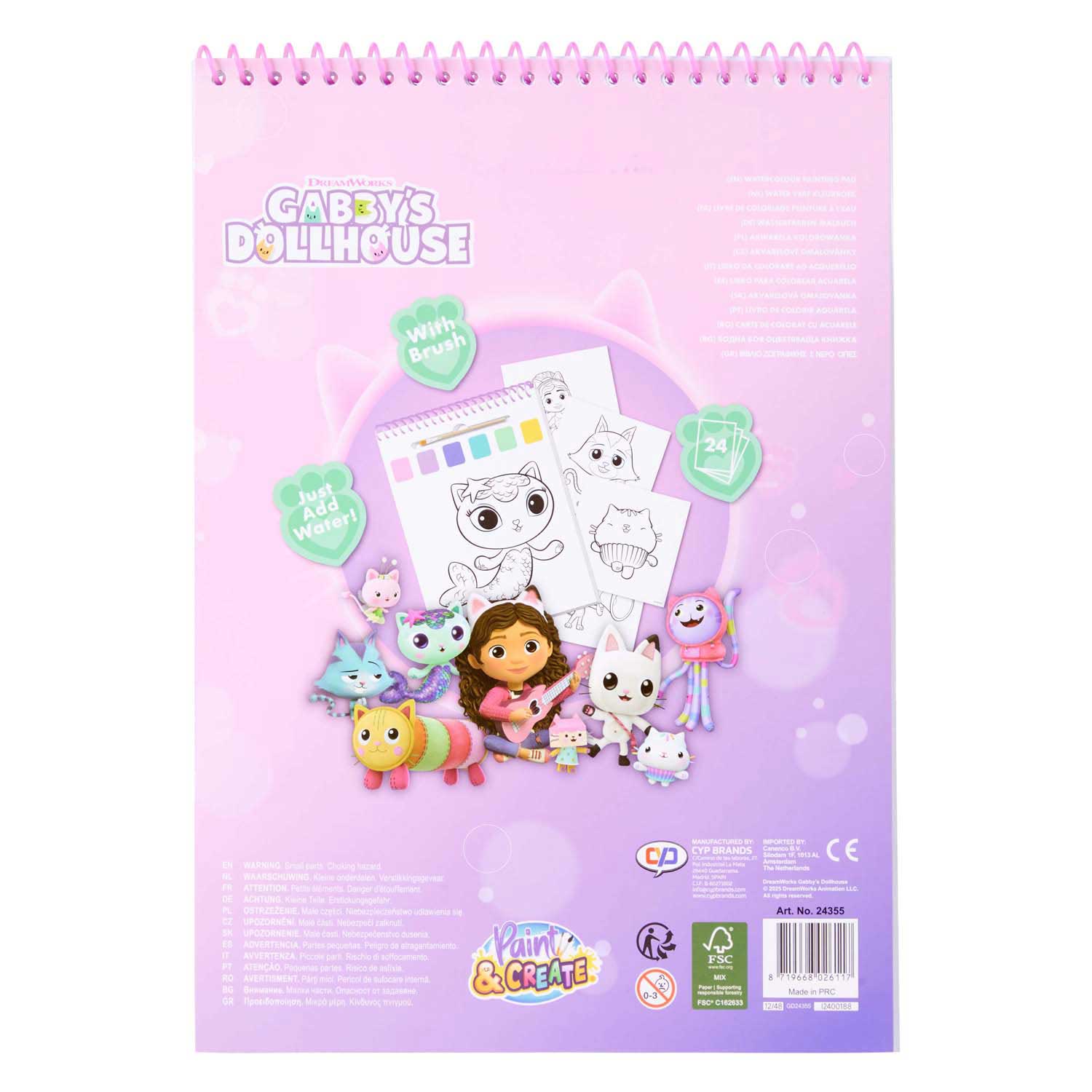Coffret de peinture aquarelle Gabby's Dollhouse (livre) - pinceau inclus