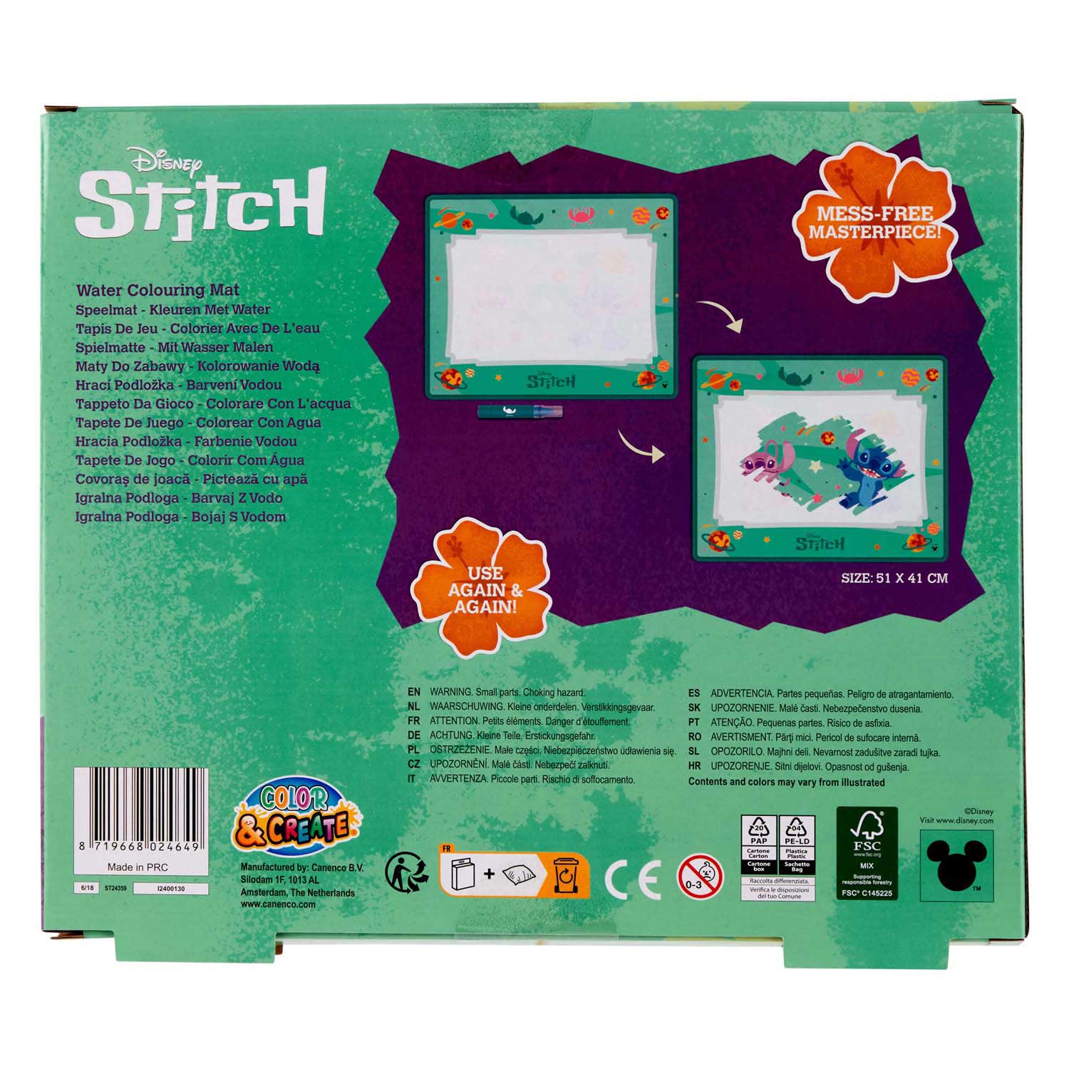 Stitch Waterkleuren Speelmat, 51x41cm