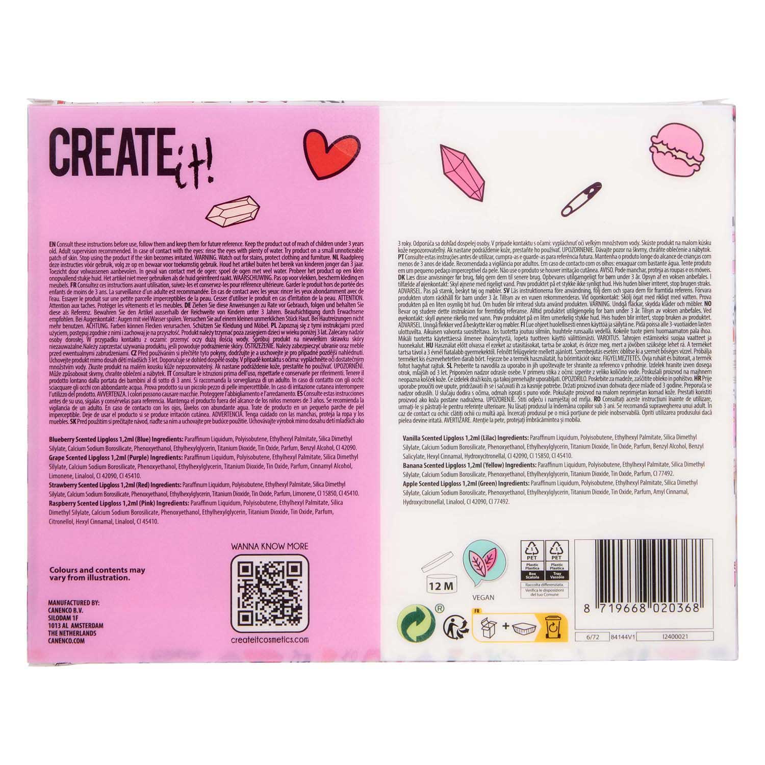 Create it! Lipgloss Geur & Glitter - 7st.