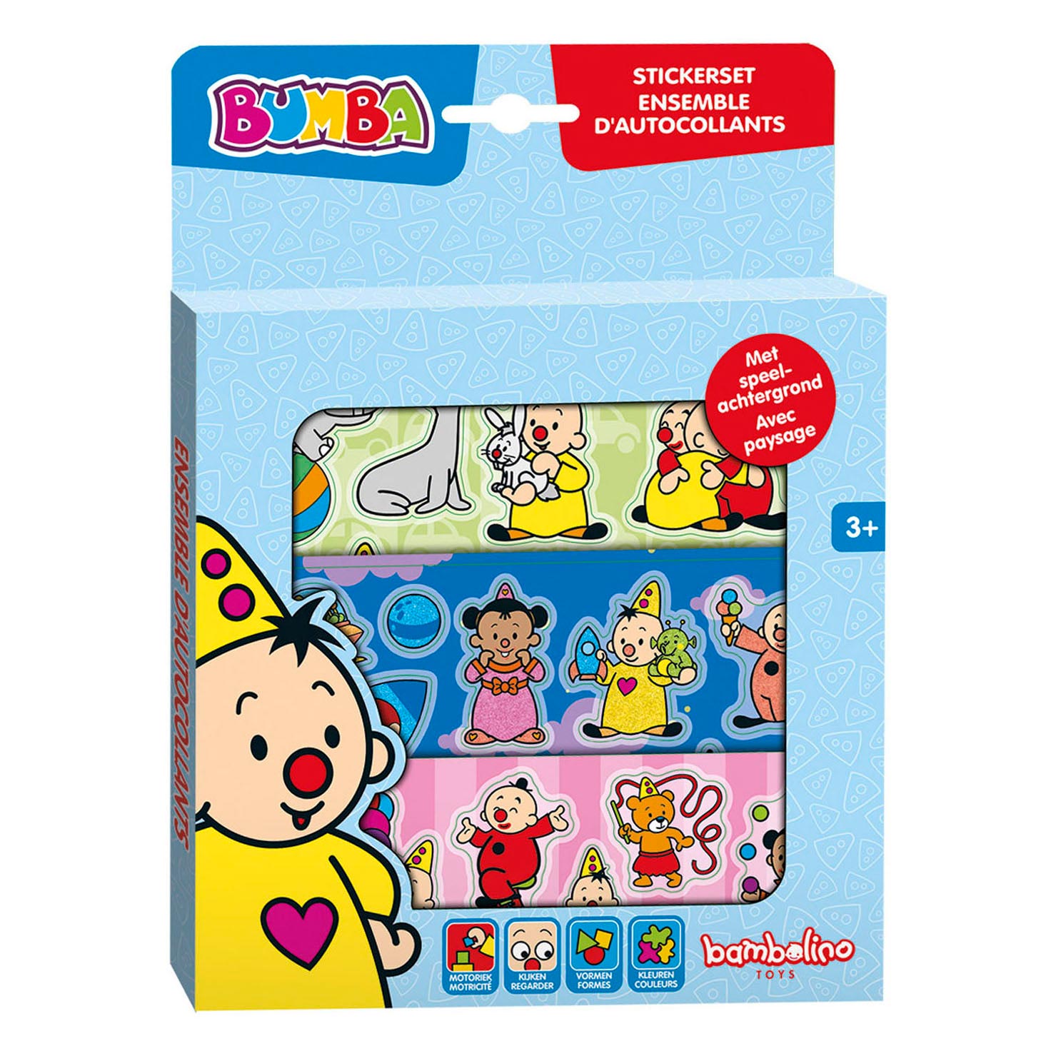 Bumba stickers, 3 stickervellen met speelachtergrond, creatief speelgoed - Bambolino Toys