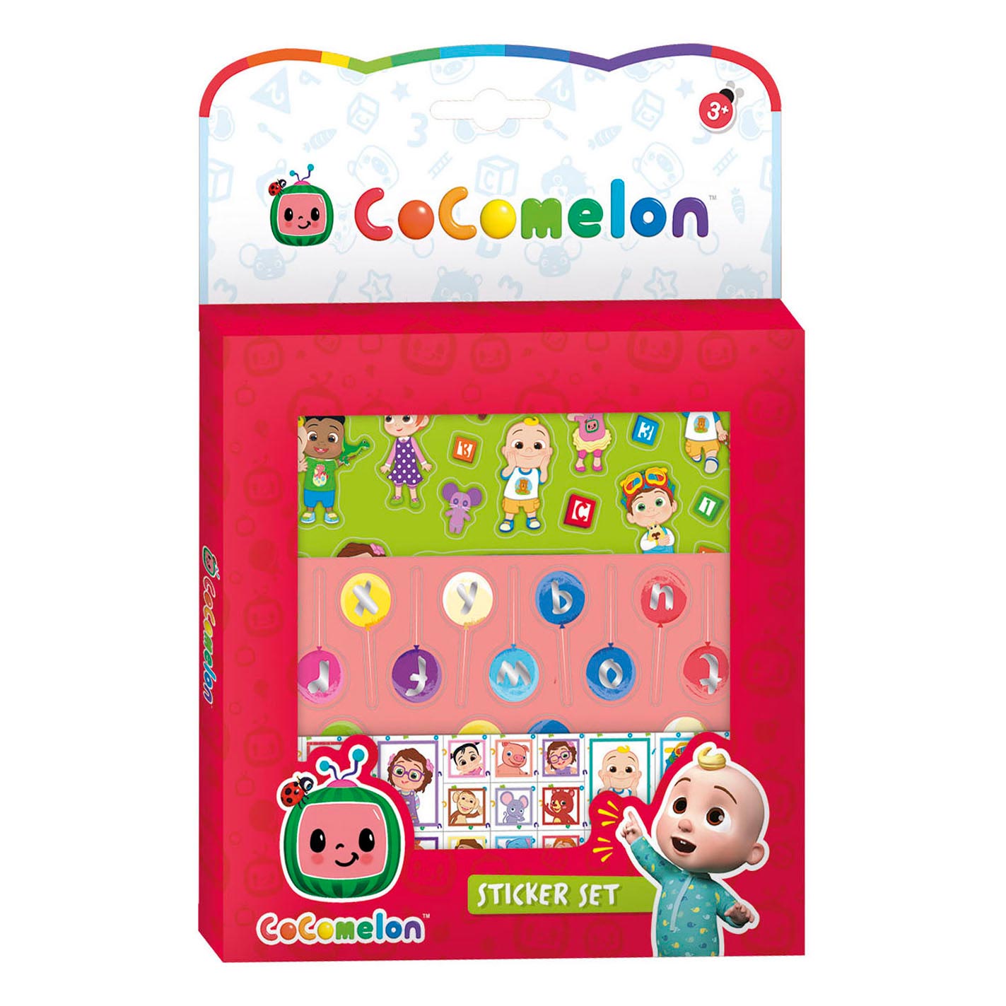 Bambolino Toys stickers CoComelon - 3 stickervellen met speelachtergrond