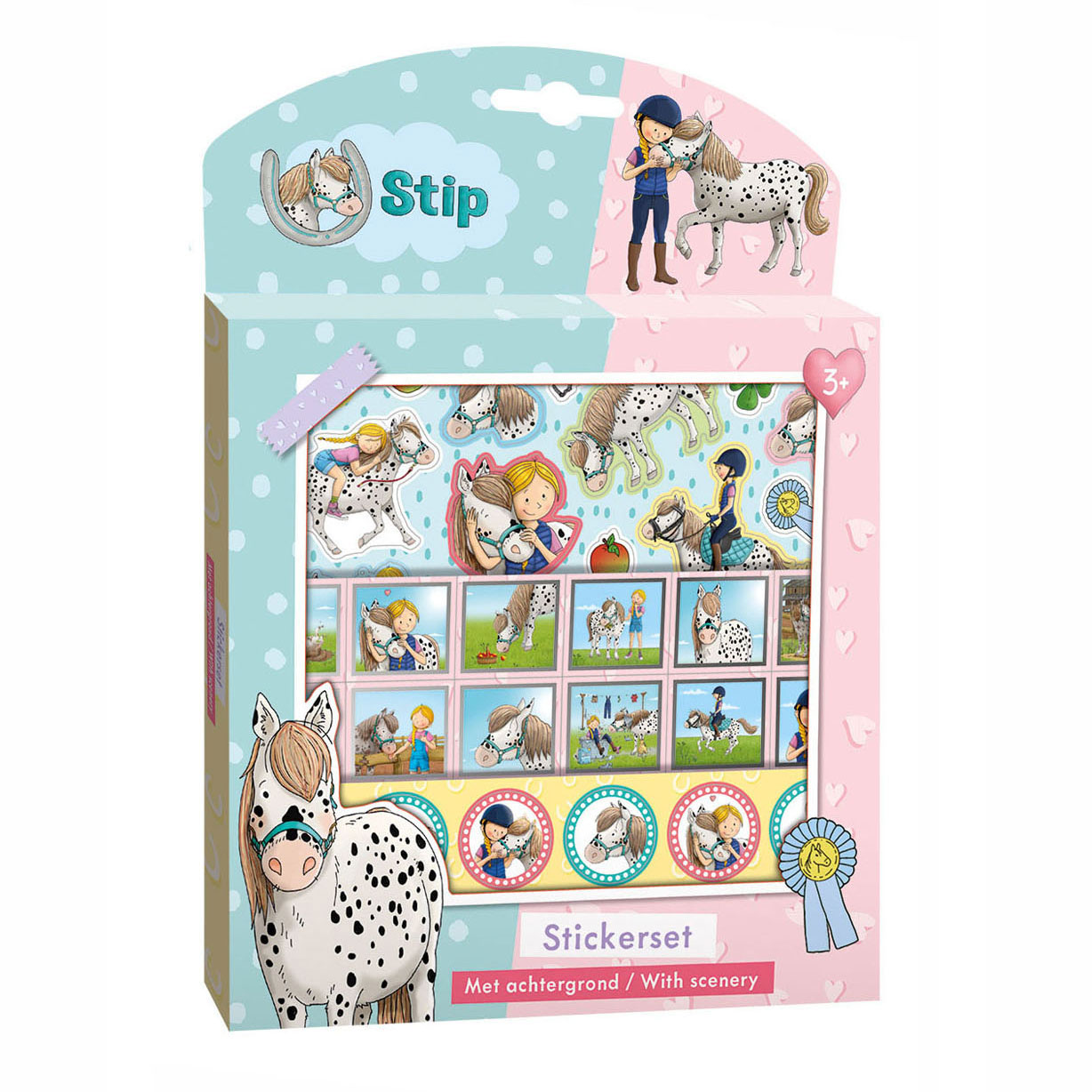 Bambolino Toys stickers Stip de Pony stickerset - 3 vellen en speelachtergrond - creatief speelgoed