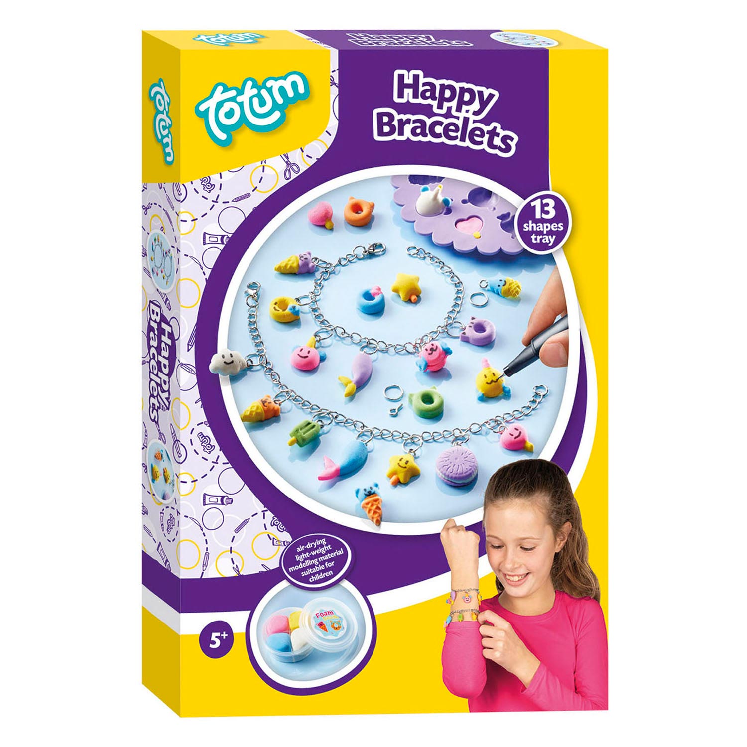 Totum - Happy Bracelets - vrolijke bedelarmbanden maken met foam dough en herbruikbare mal - creatief speelgoed