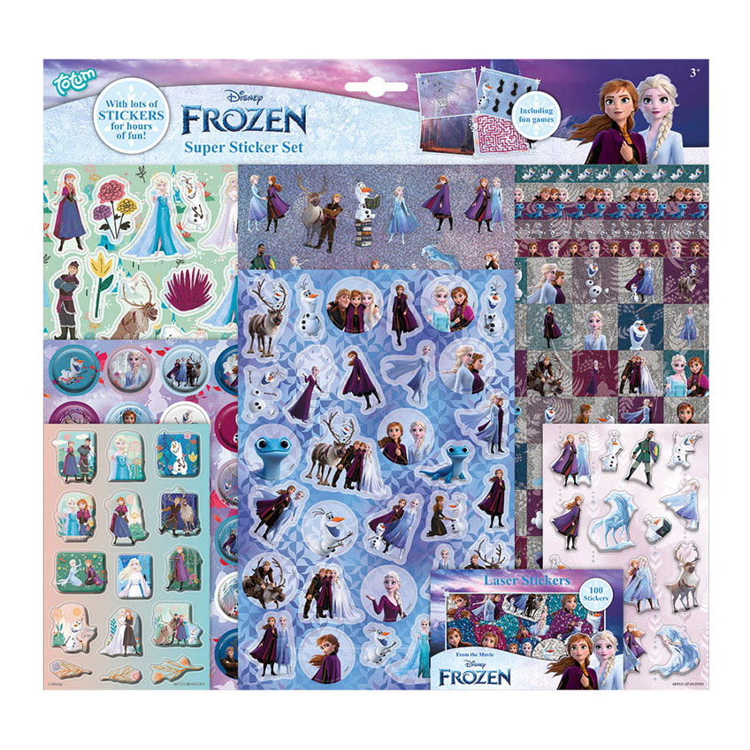 Disney Frozen Totum Super Stickerset XL 7 stickervellen - incl. metallic en 3D puffy stickers met Frozen thema Anna Elsa prinsessen