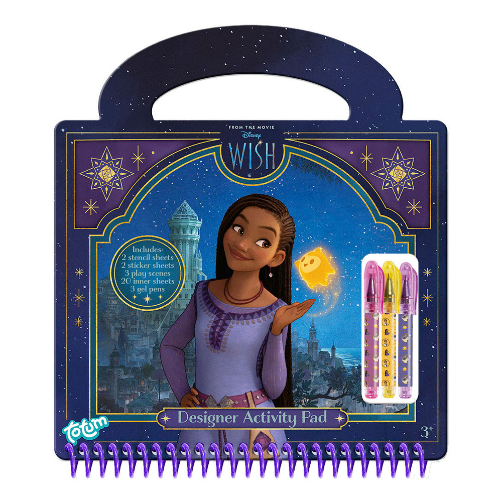Totum Disney Wish Designer Activity boek - activiteitenboek tekenen schrijven stickeren - incl. sjablonen, mini gelpennen en stickers harde kaft ringband