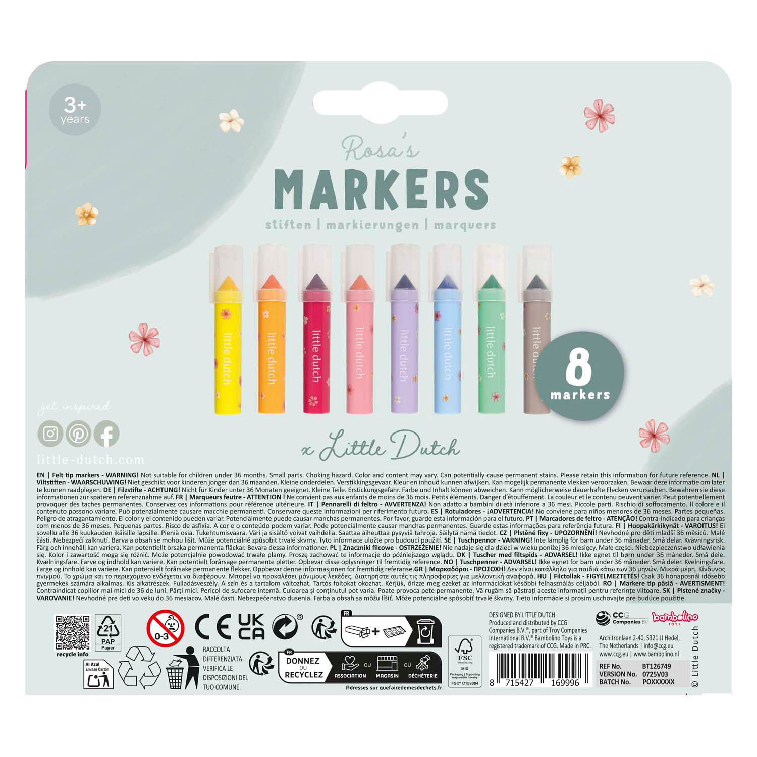 Feutres roses Little Dutch - 8 pièces. Feutres roses Little Dutch - 8 pièces.