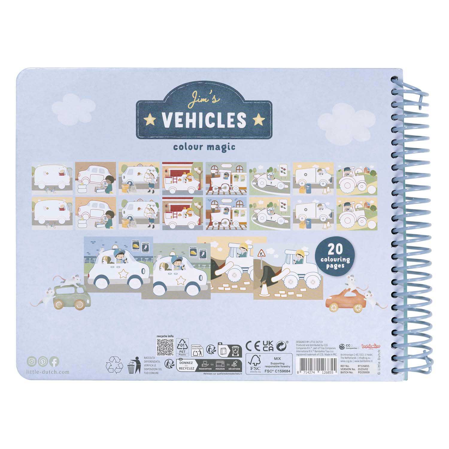 Little Dutch Jim's Voertuigen Kleurboek - Met 3 Potloden