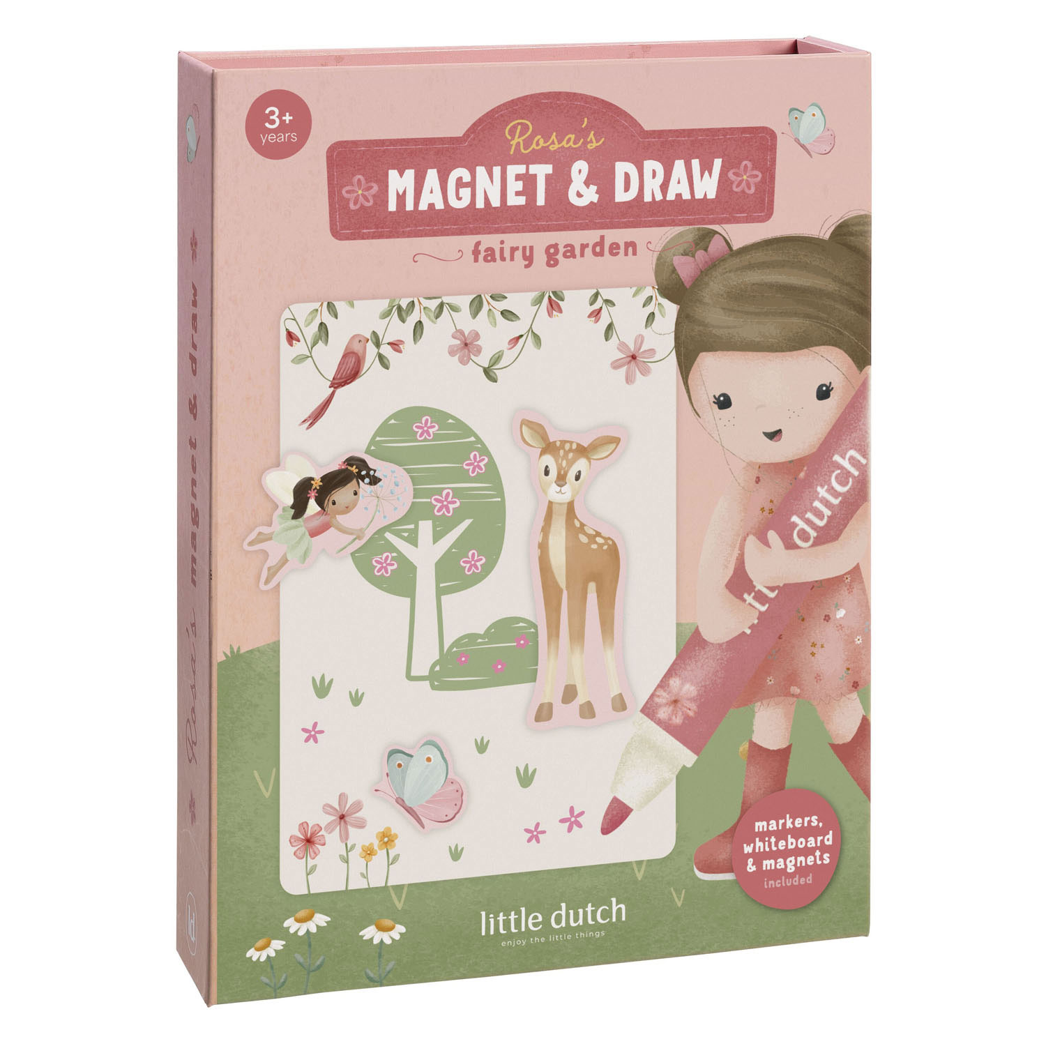 Little Dutch Whiteboard-Malset mit Magneten – Rosa Feengarten