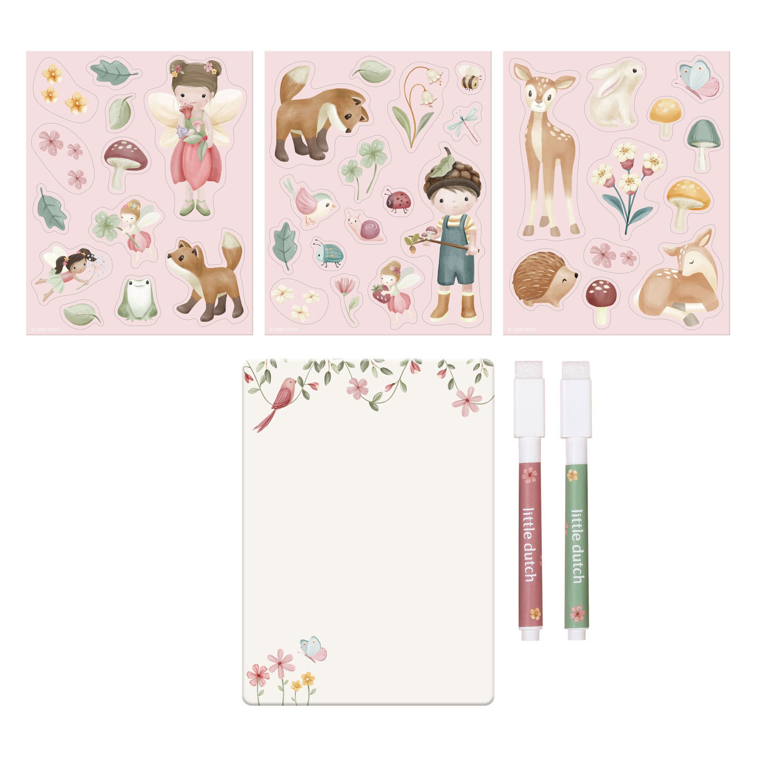 Little Dutch Whiteboard-Malset mit Magneten – Rosa Feengarten