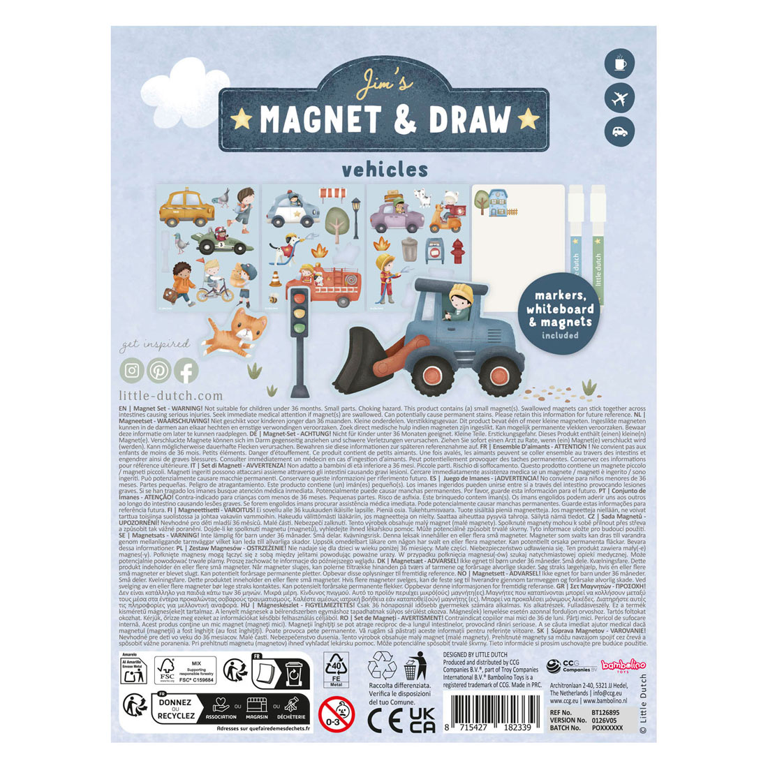 Little Dutch Whiteboard-Malset – Jim Fahrzeuge