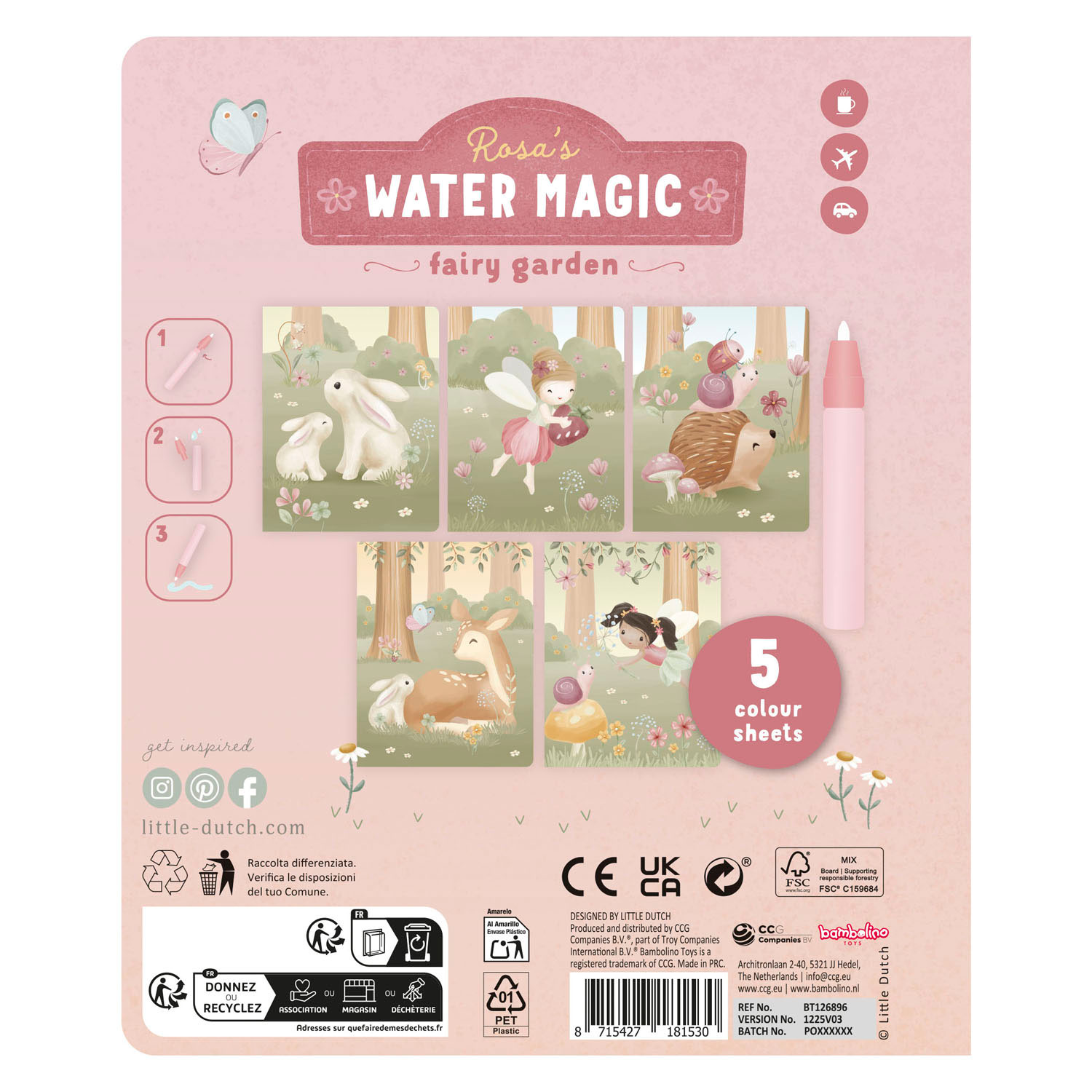 Little Dutch Magisch Waterkleurboek Rosa Fairy Garden