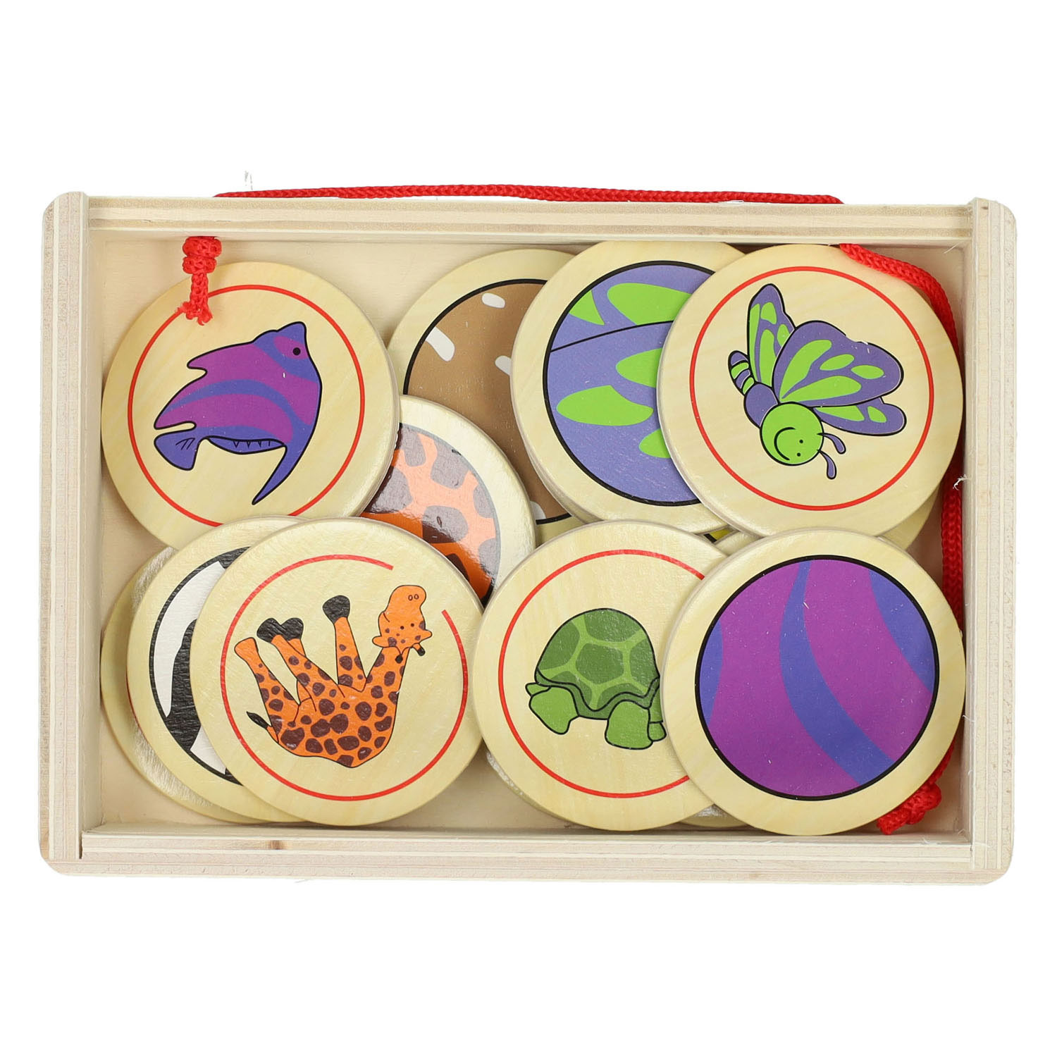 Jeu de mémoire en bois Animaux et Peaux, 20 pièces.