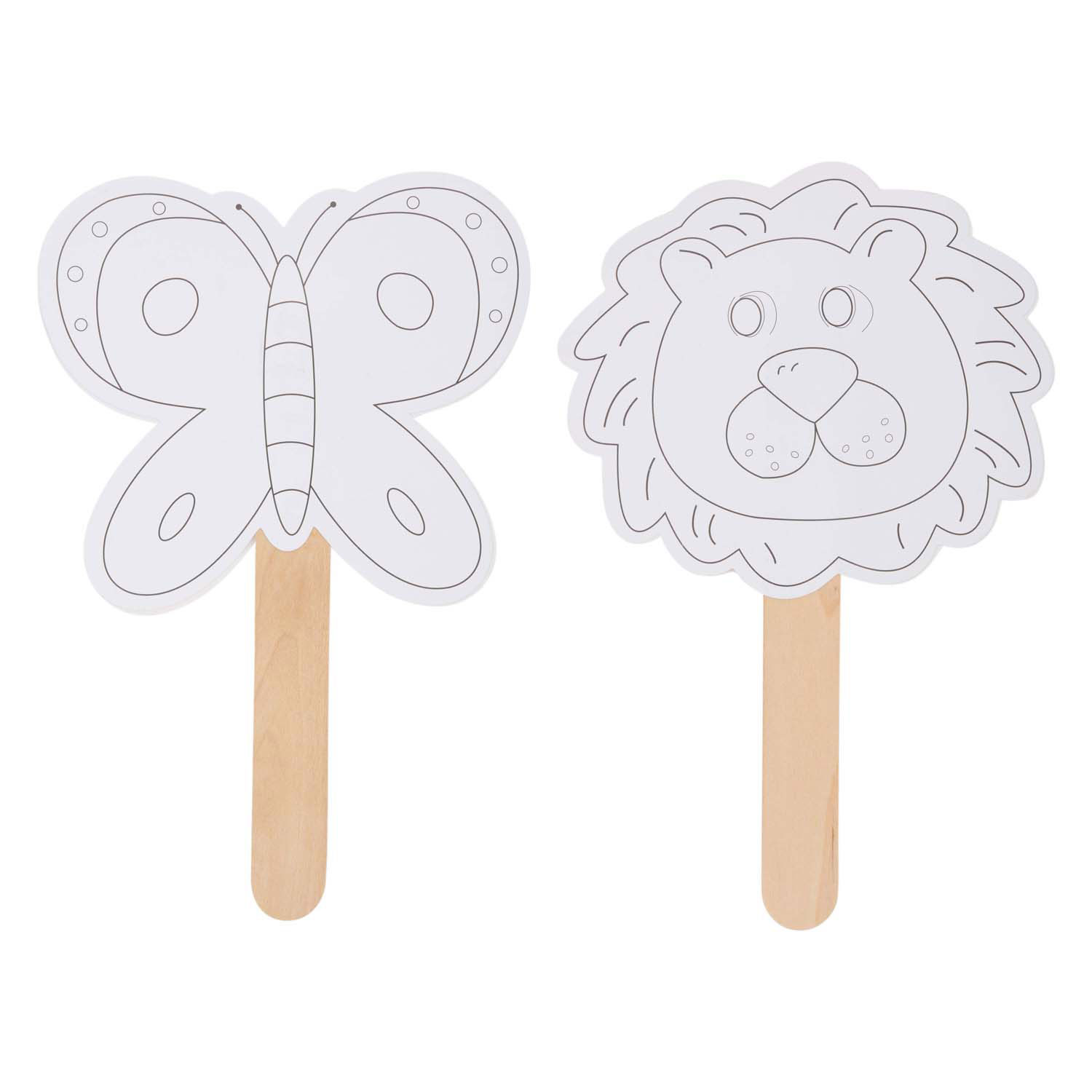 Decoratie Maskers met Houten Handvat, 4st.