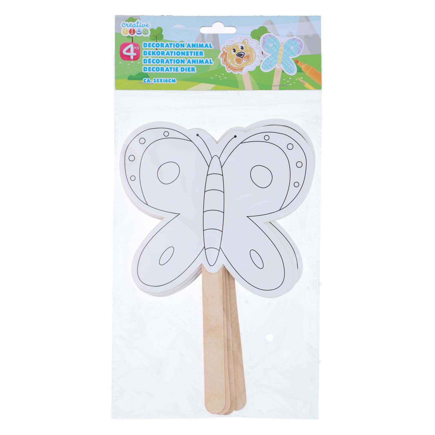 Decoratie Maskers met Houten Handvat, 4st.