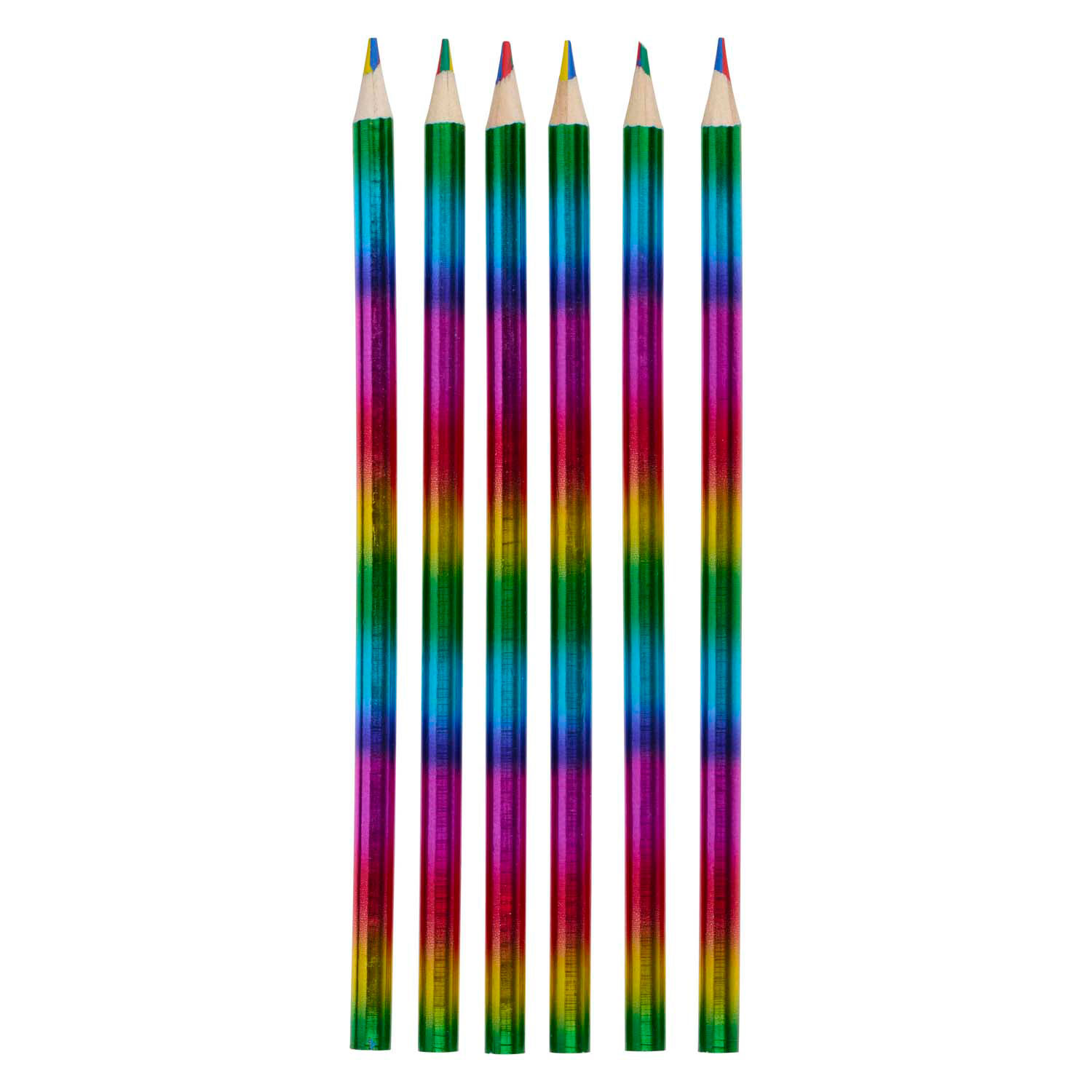 Crayons de couleur arc-en-ciel 4 en 1, 6 pièces.