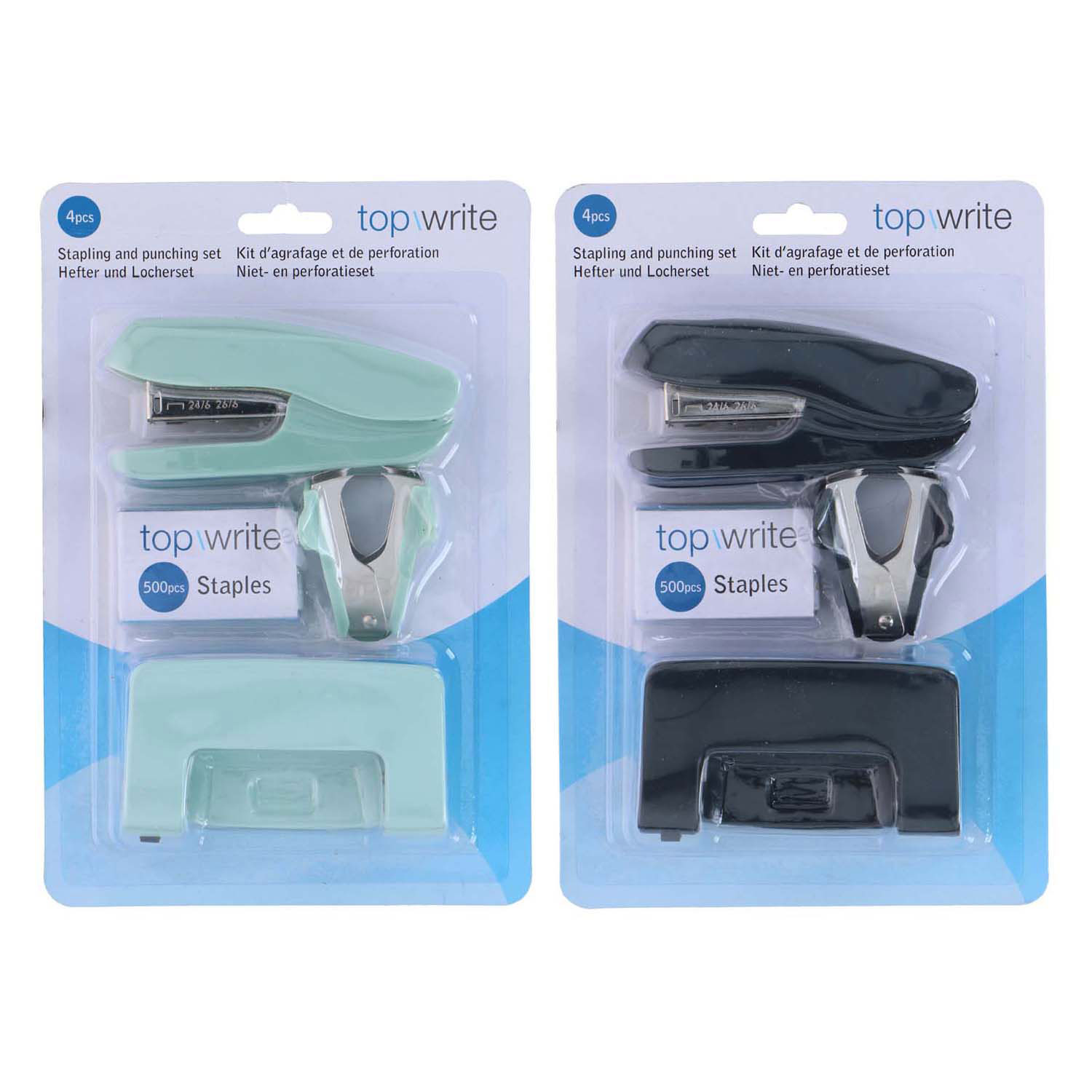 Ensemble d'agrafes et de perforatrices - 4 pièces.