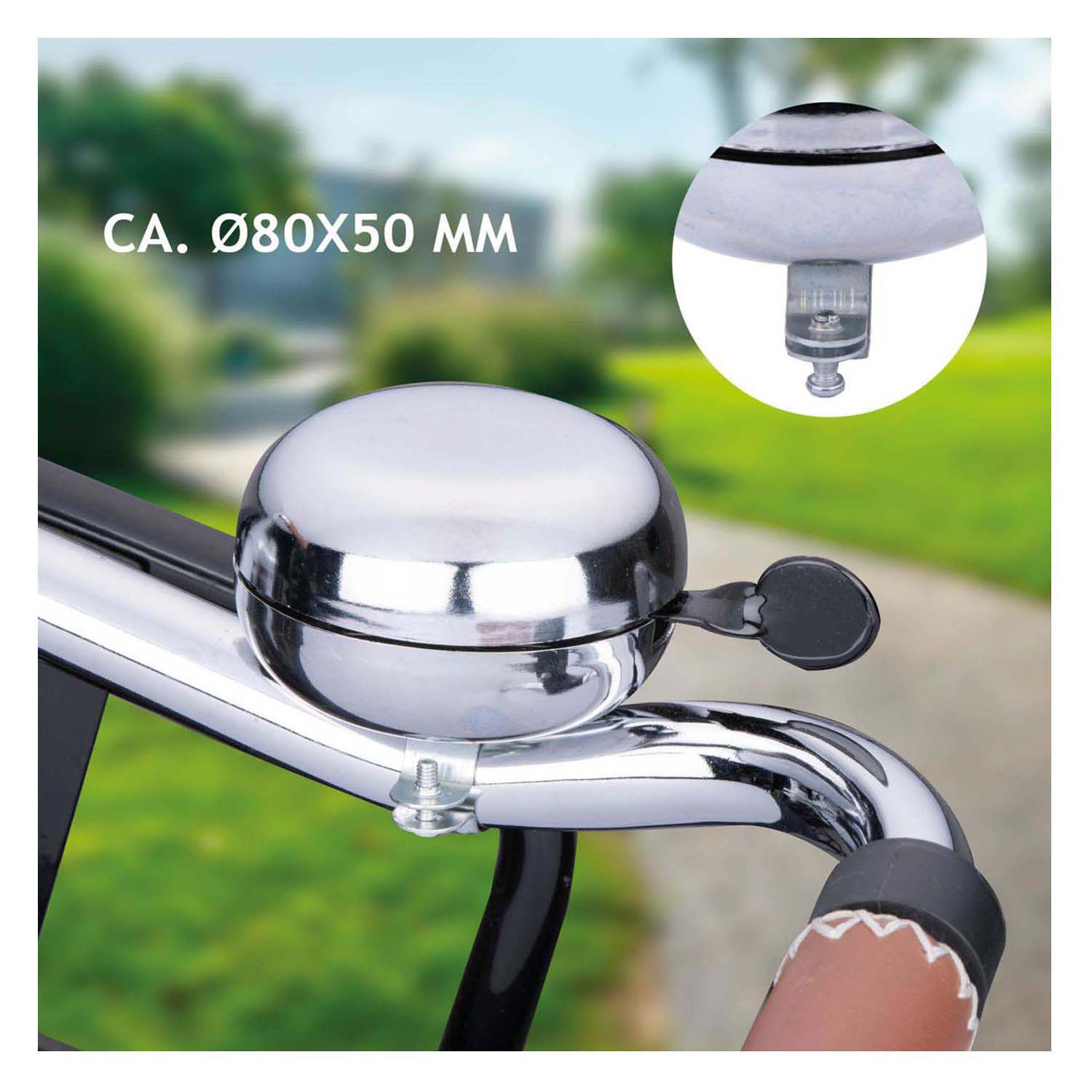 Sonnette de vélo rétro argentée