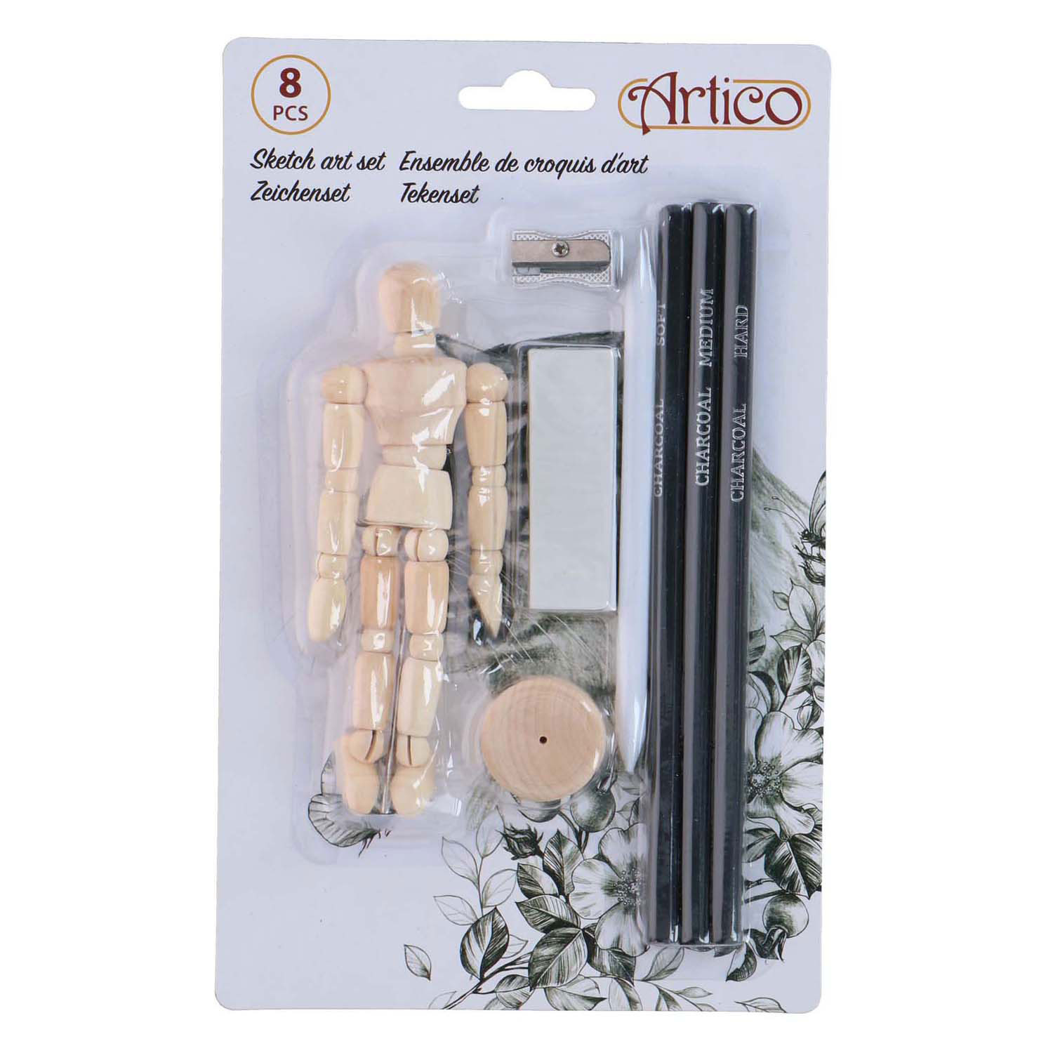 Coffret de dessin, 8 pièces.