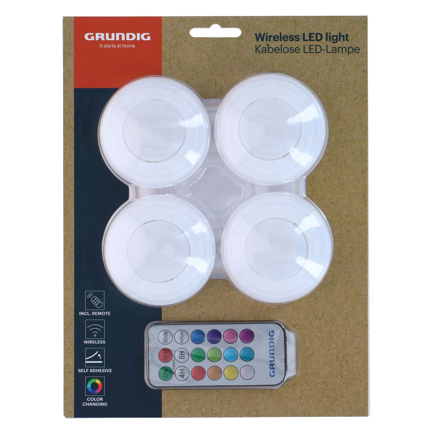 Lot de 4 lampes LED sans fil à couleurs changeantes