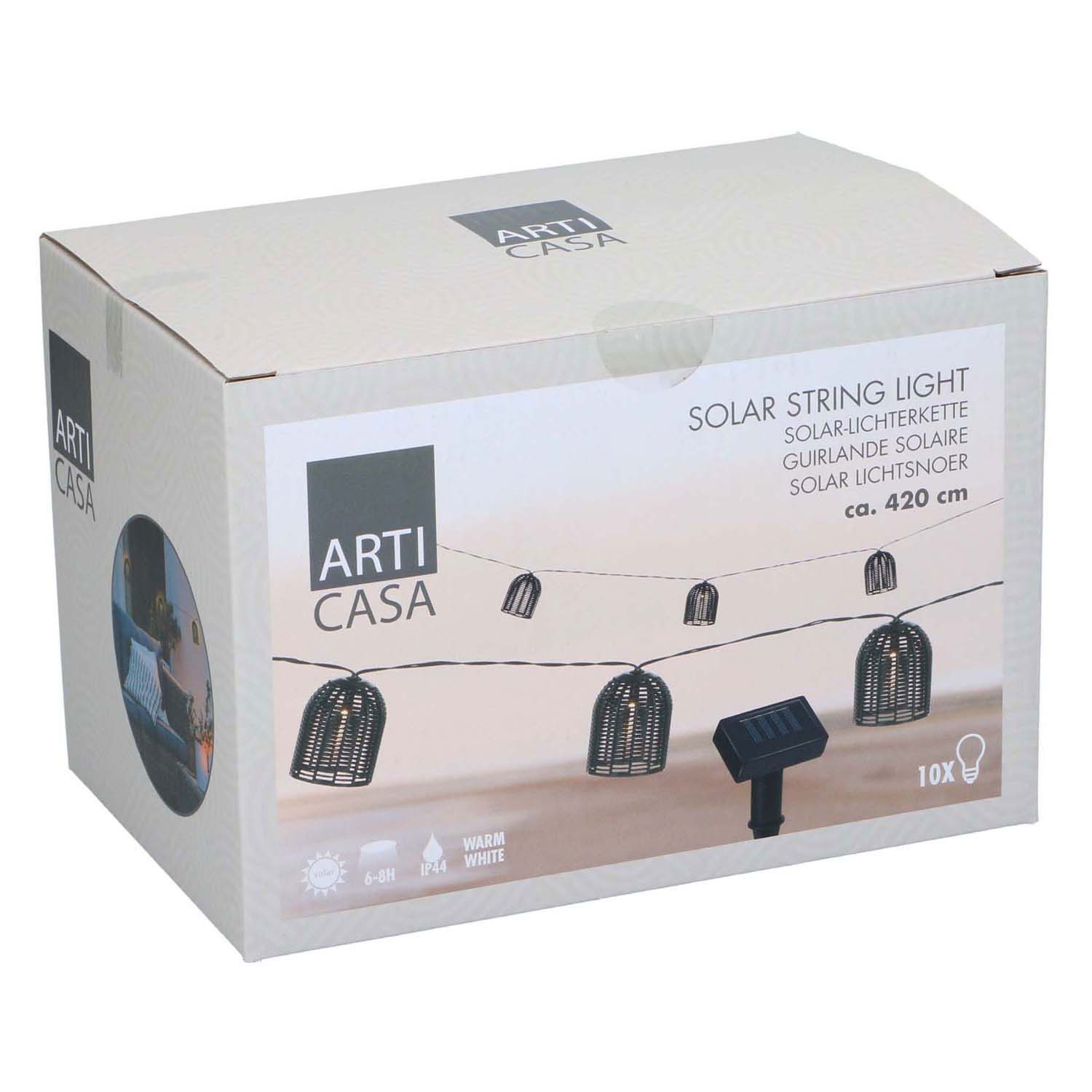 Solar Lichtsnoer Zwart, 420cm