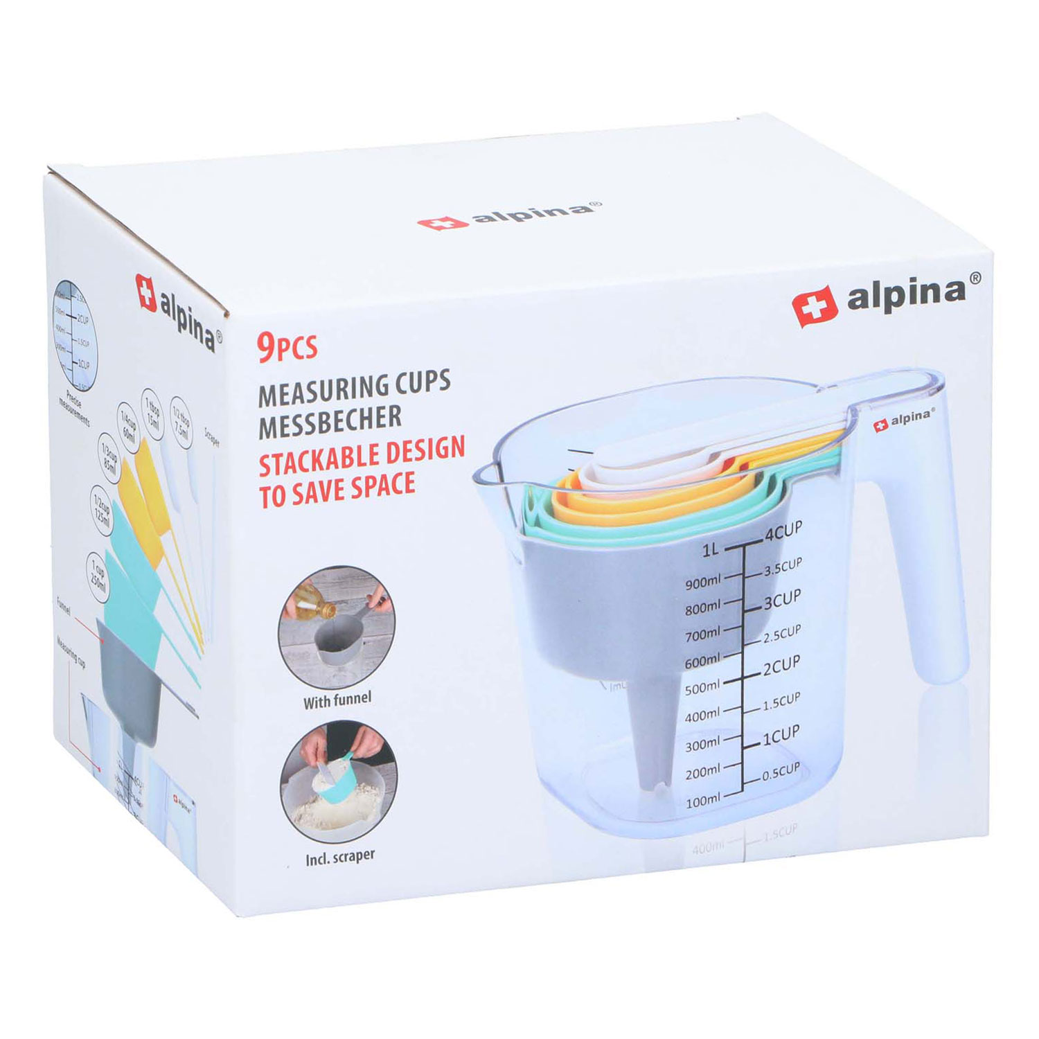 Ensemble de tasses à mesurer, 9 pièces.