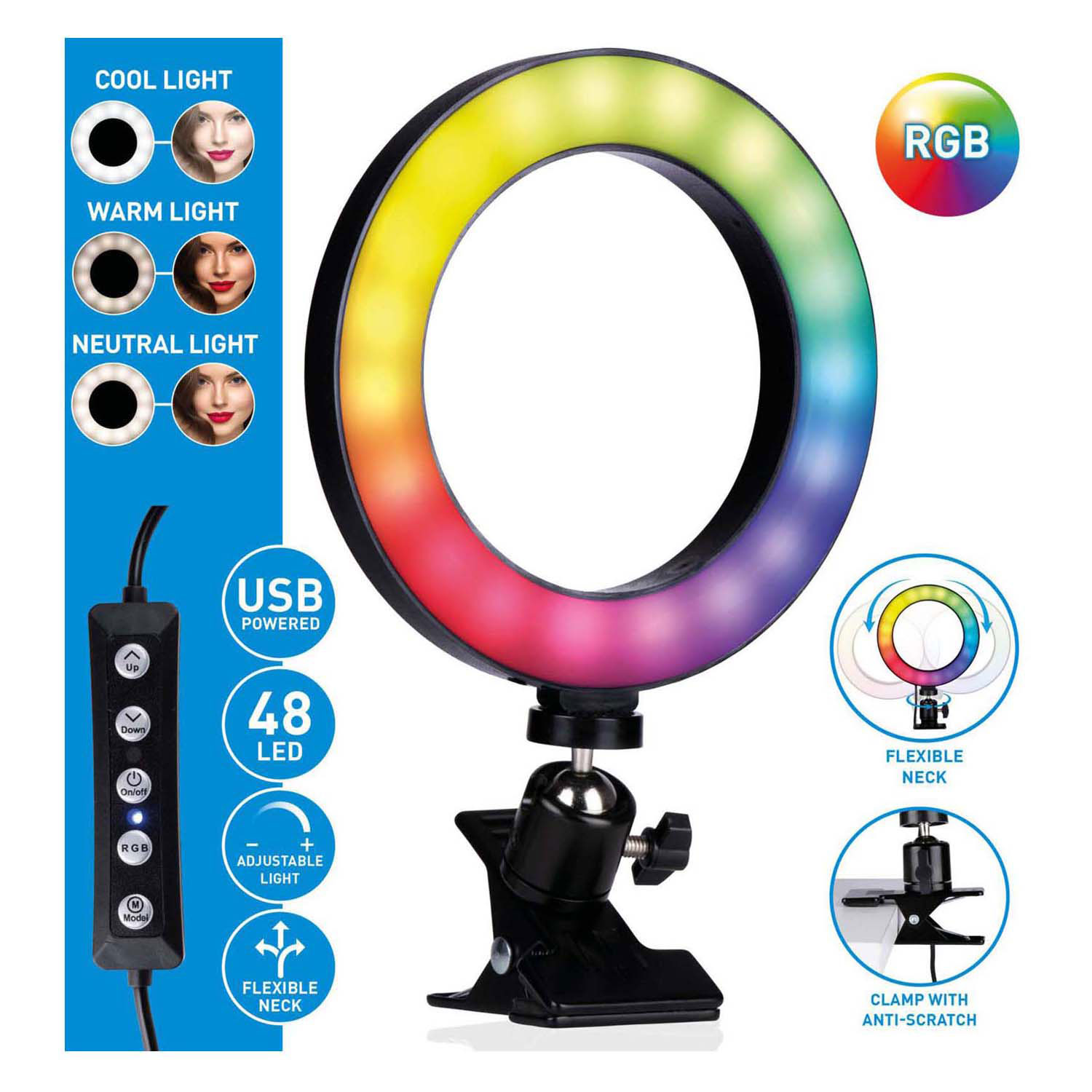 Grundig Selfie Lichtring 48led - 15,6cm