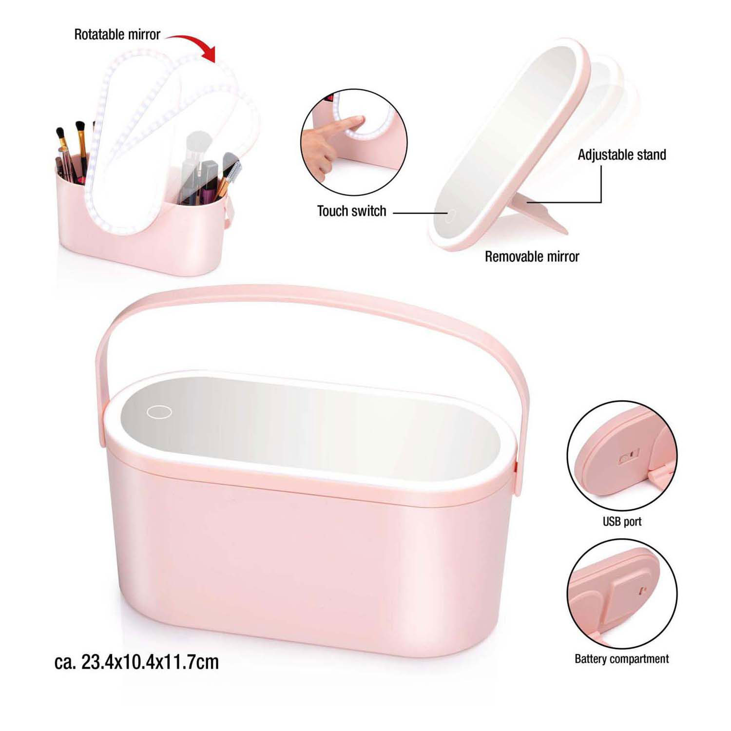 Reis-Beautycase met LED-Spiegel