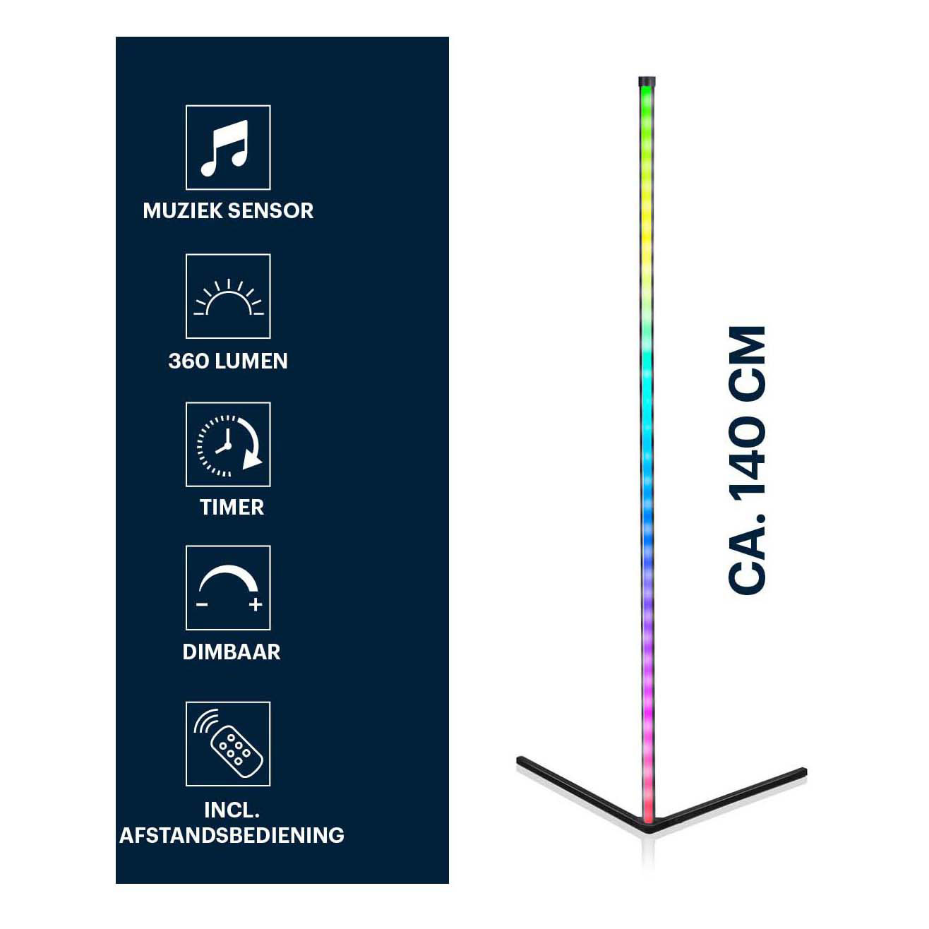 Lampe d'angle LED Grundig avec télécommande, 140 cm