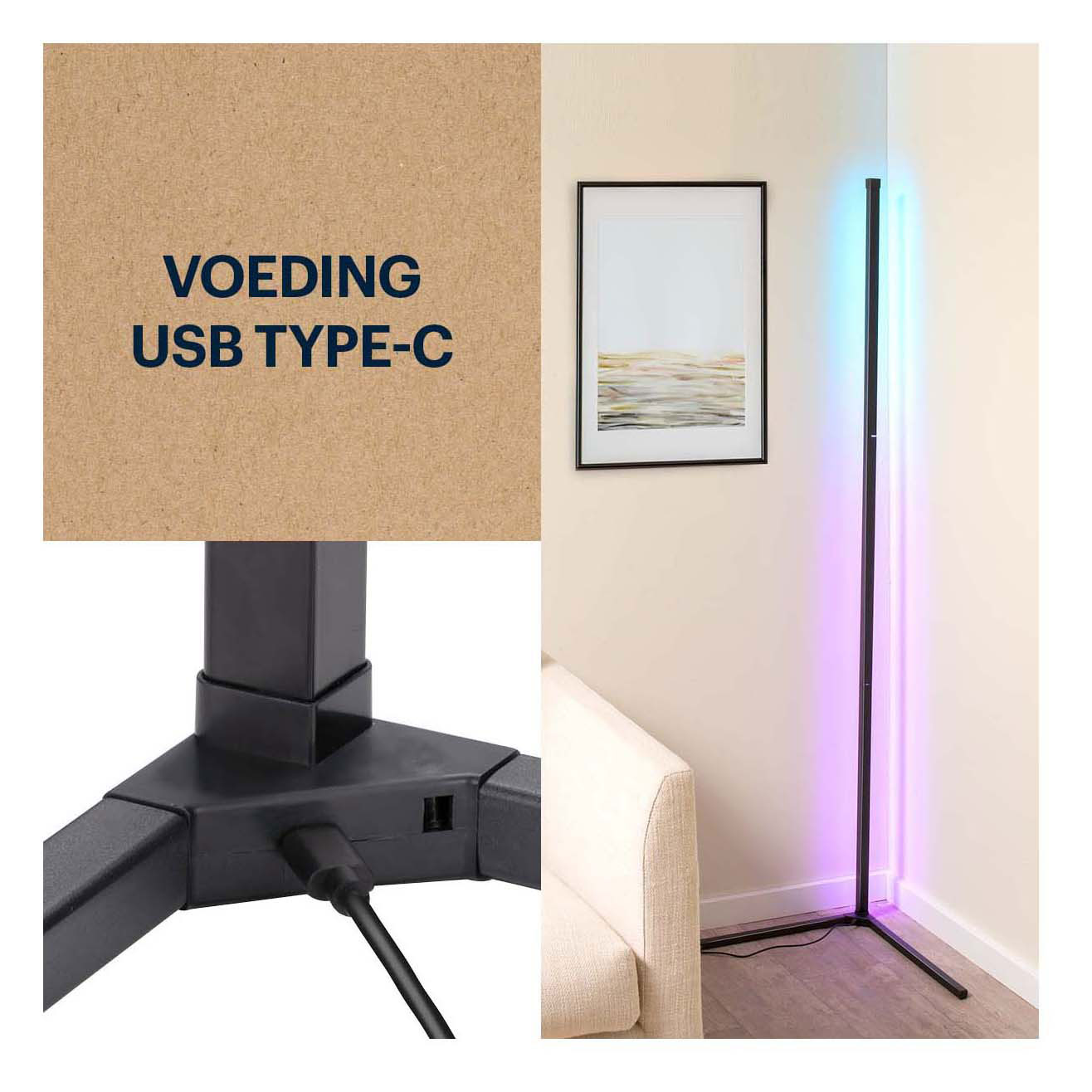 Lampe d'angle LED Grundig avec télécommande, 140 cm