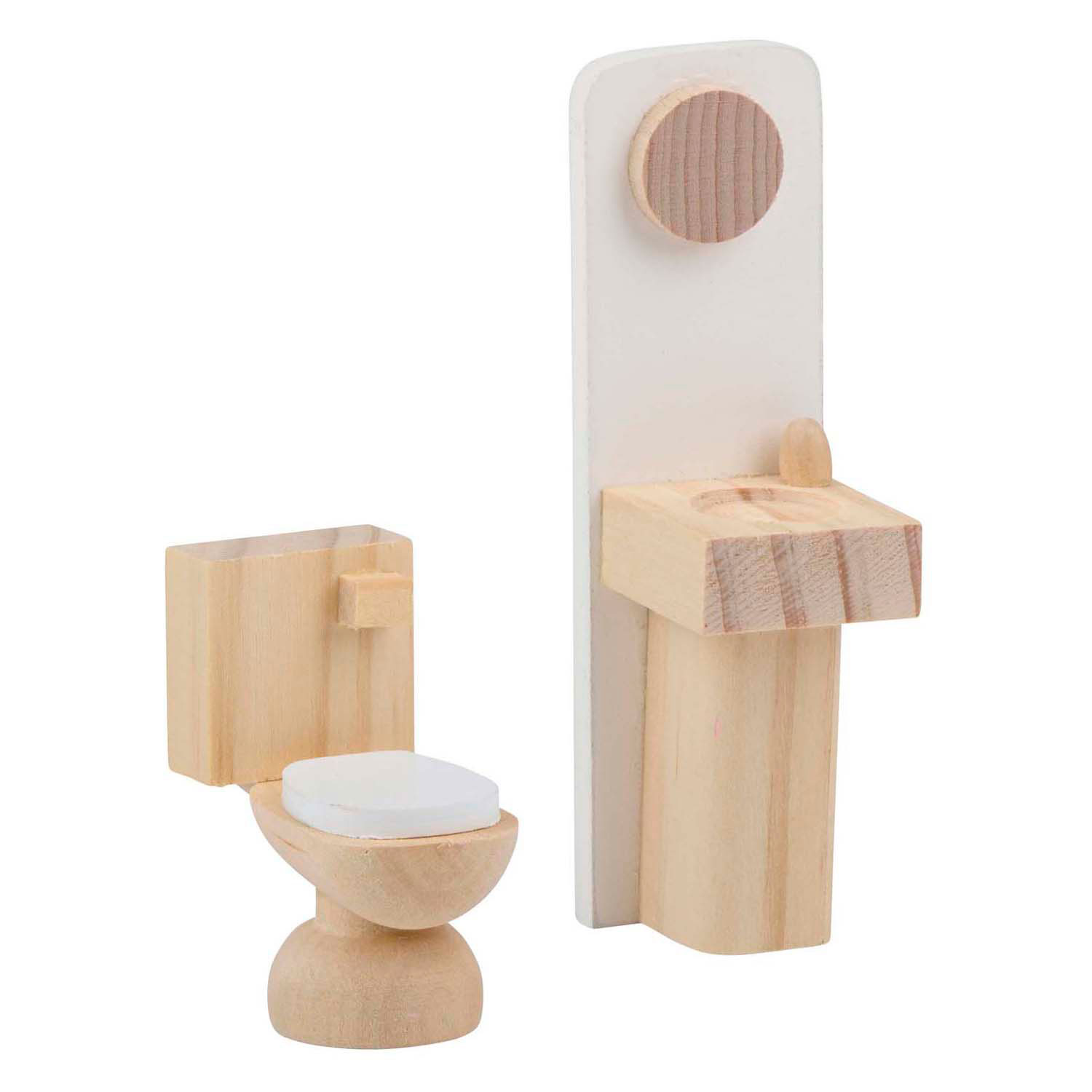 Houten Poppenhuis met Accessoires, 30dlg.