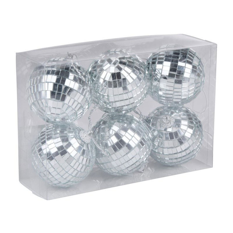 Weihnachtsanhänger in Form einer Discokugel - 6 Stück.