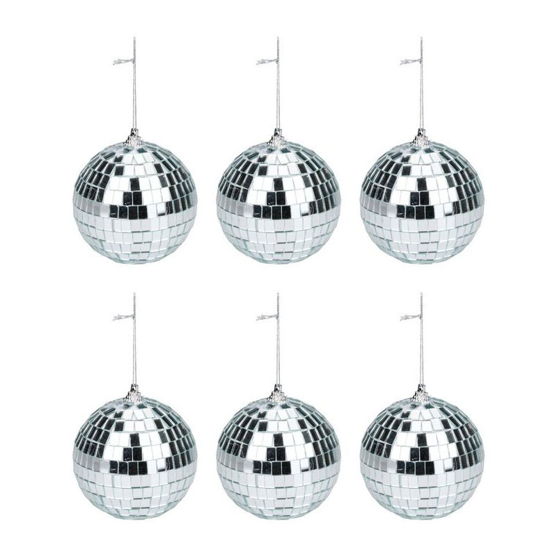 Weihnachtsanhänger in Form einer Discokugel - 6 Stück.