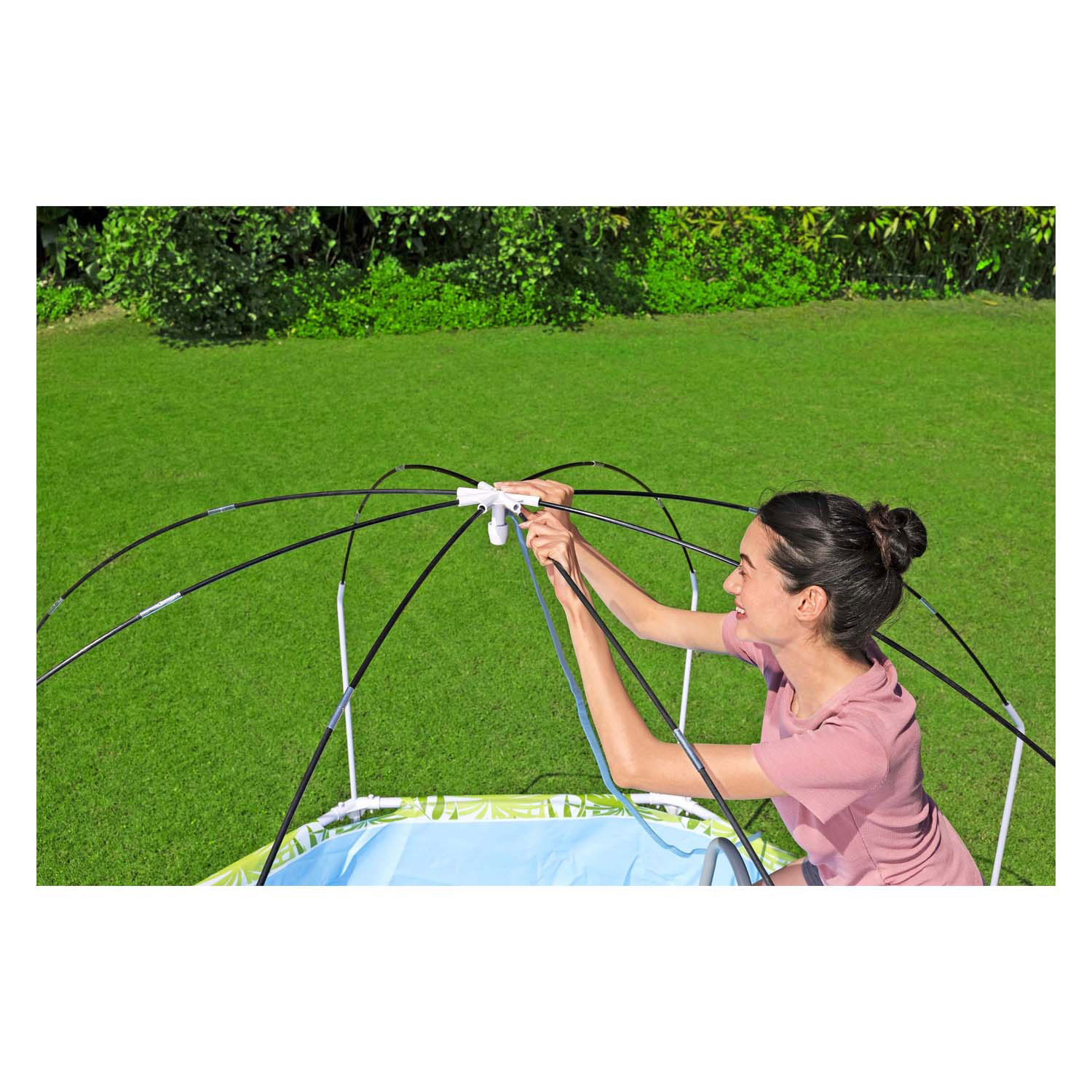 Bestway My First Frame Zwembad Splash-In-Shade Play Rond met UV Zonnescherm, 244cm