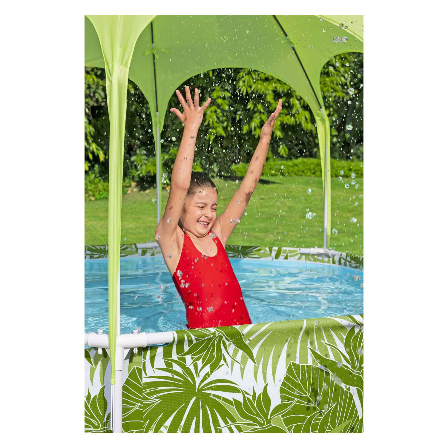 Bestway My First Frame Zwembad Splash-In-Shade Play Rond met UV Zonnescherm, 244cm