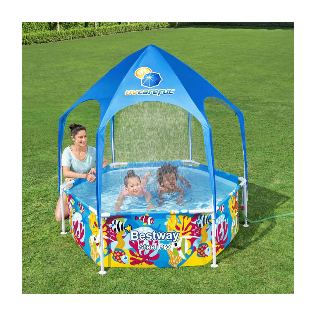 Piscine à cadre Bestway My First Splash- Aire de Play à l'ombre avec pare-soleil UV, 183 cm