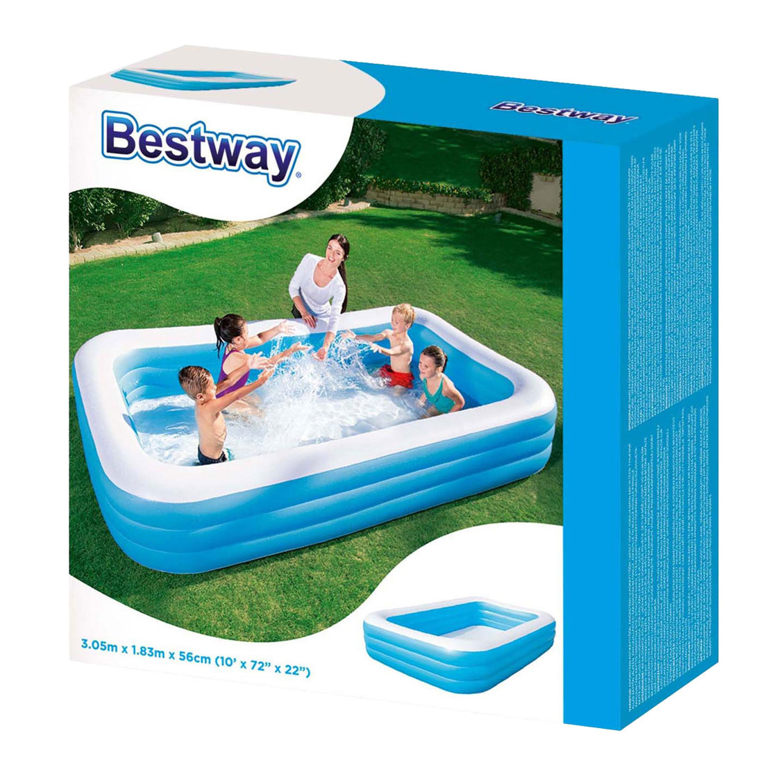 Piscine familiale rectangulaire Bestway Deluxe Bleue 305 cm