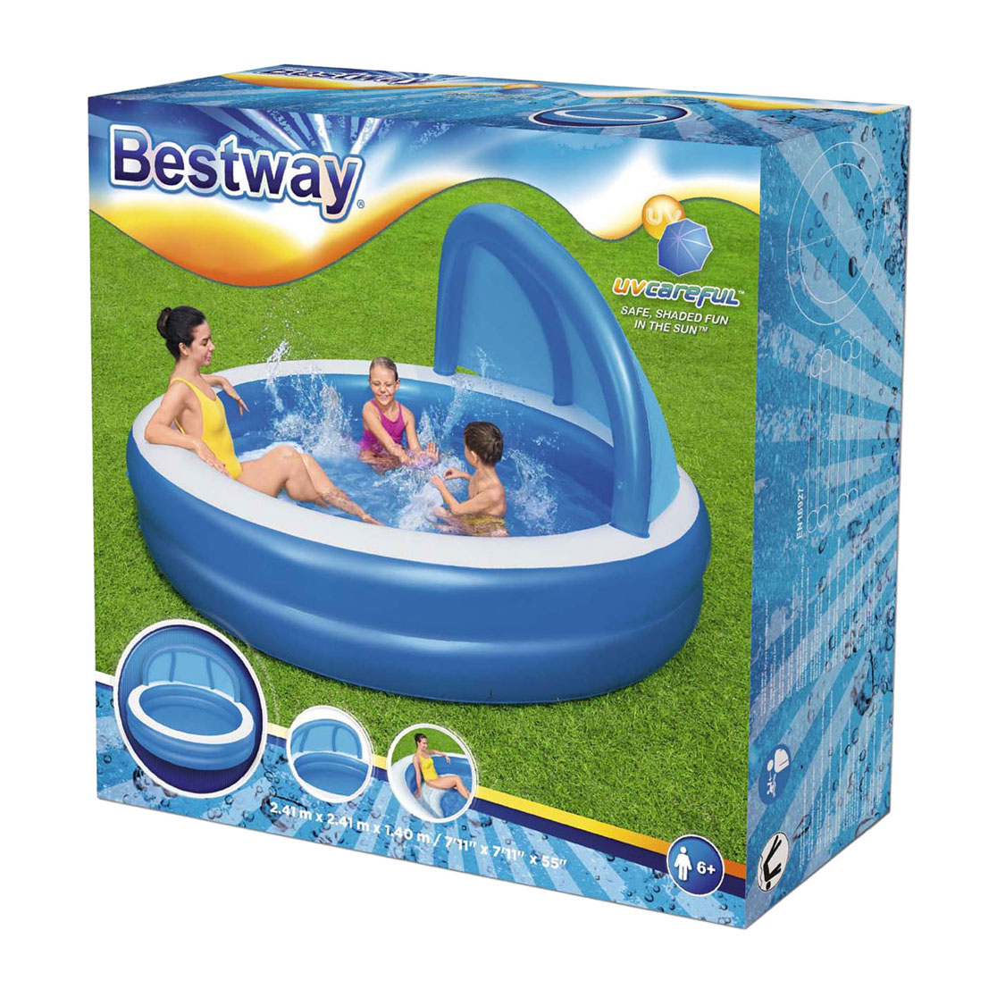 Bestway Familiebad Rond Summer Days met UV Zonnescherm, 241cm