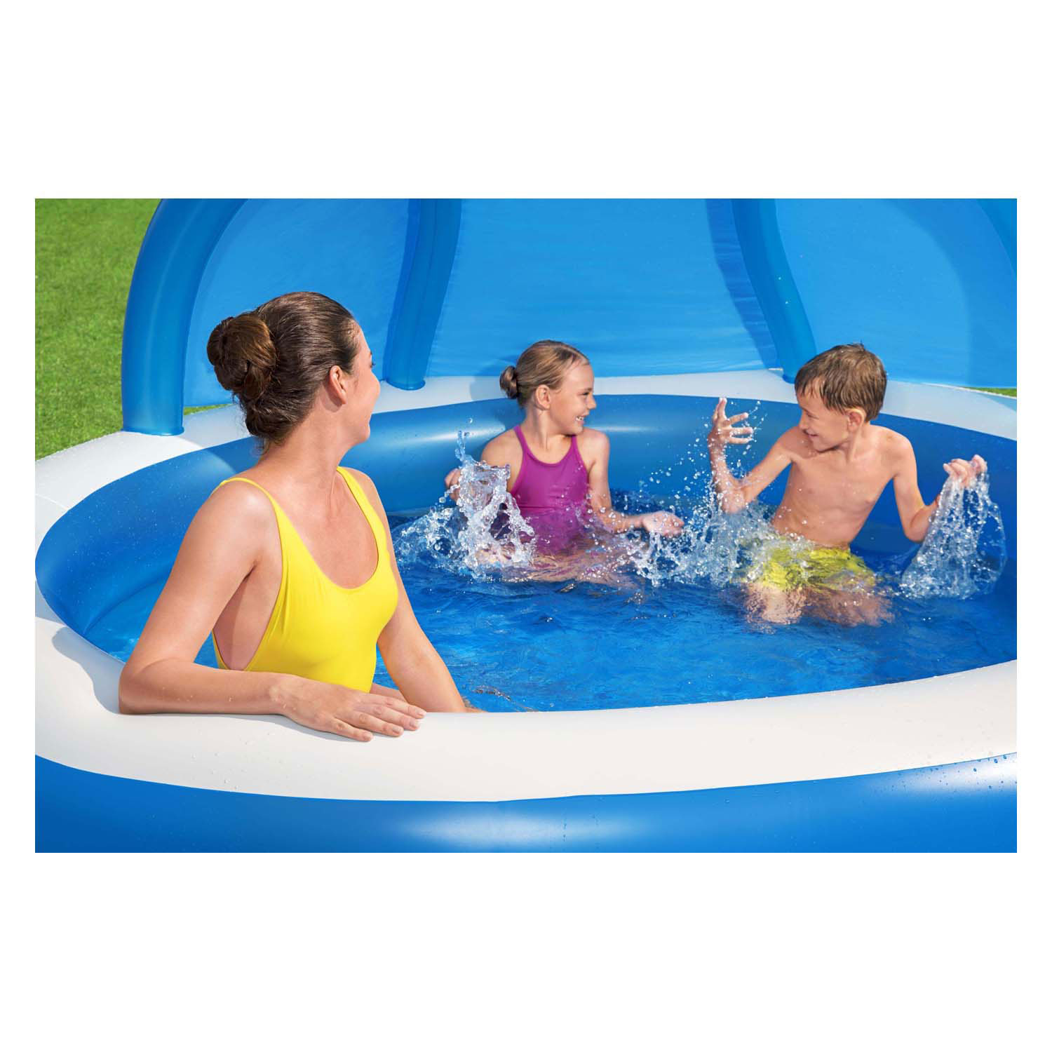 Bestway Familiebad Rond Summer Days met UV Zonnescherm, 241cm