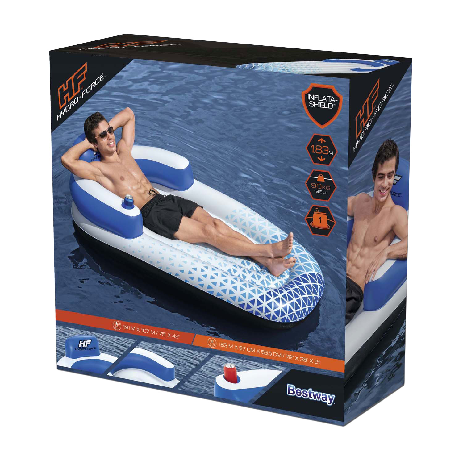 Hydro Force Indigo Wave Lounge Single Luchtbed, 183cm